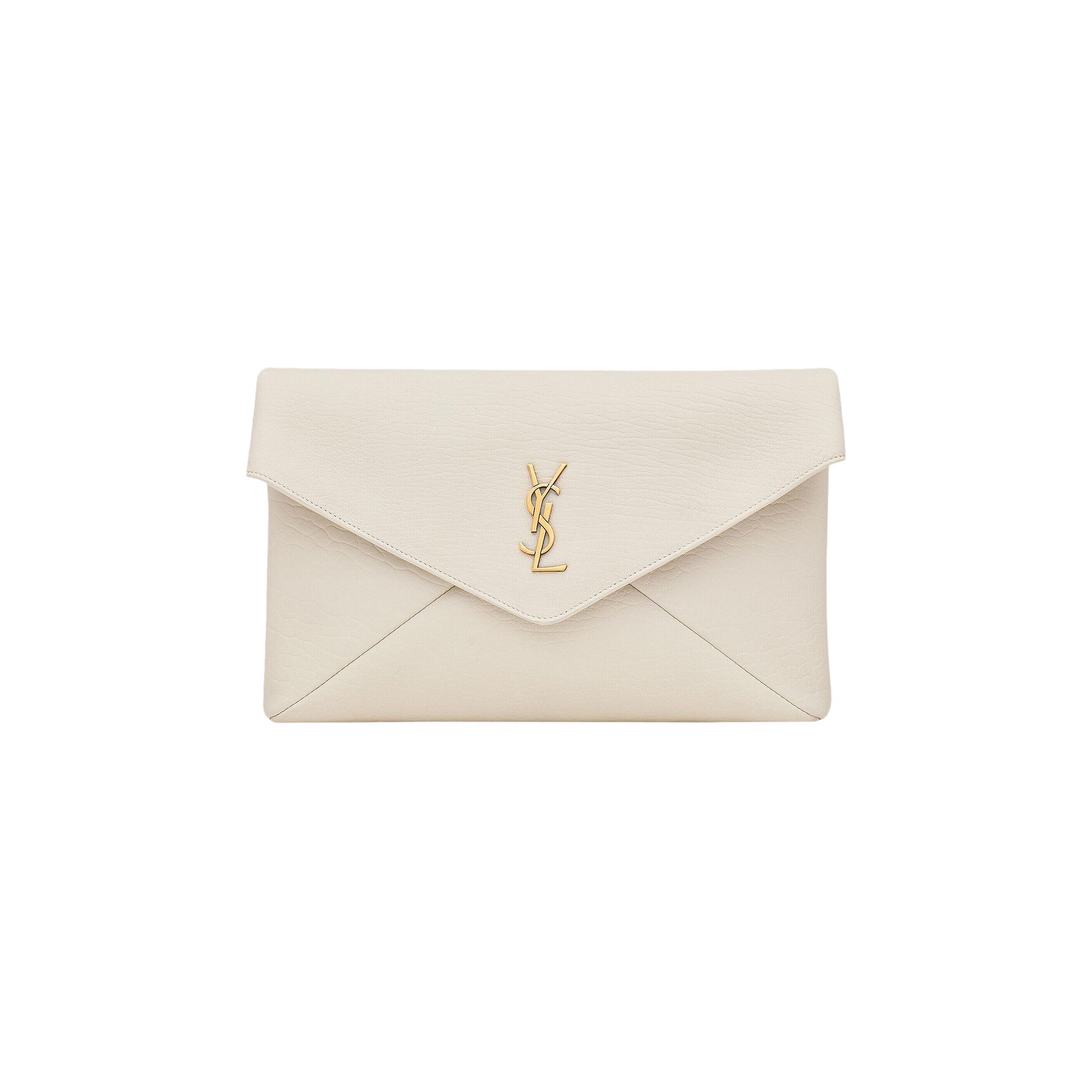 Pre-owned Saint Laurent Cassandre Large Envelope Pouch 'soft Cream'