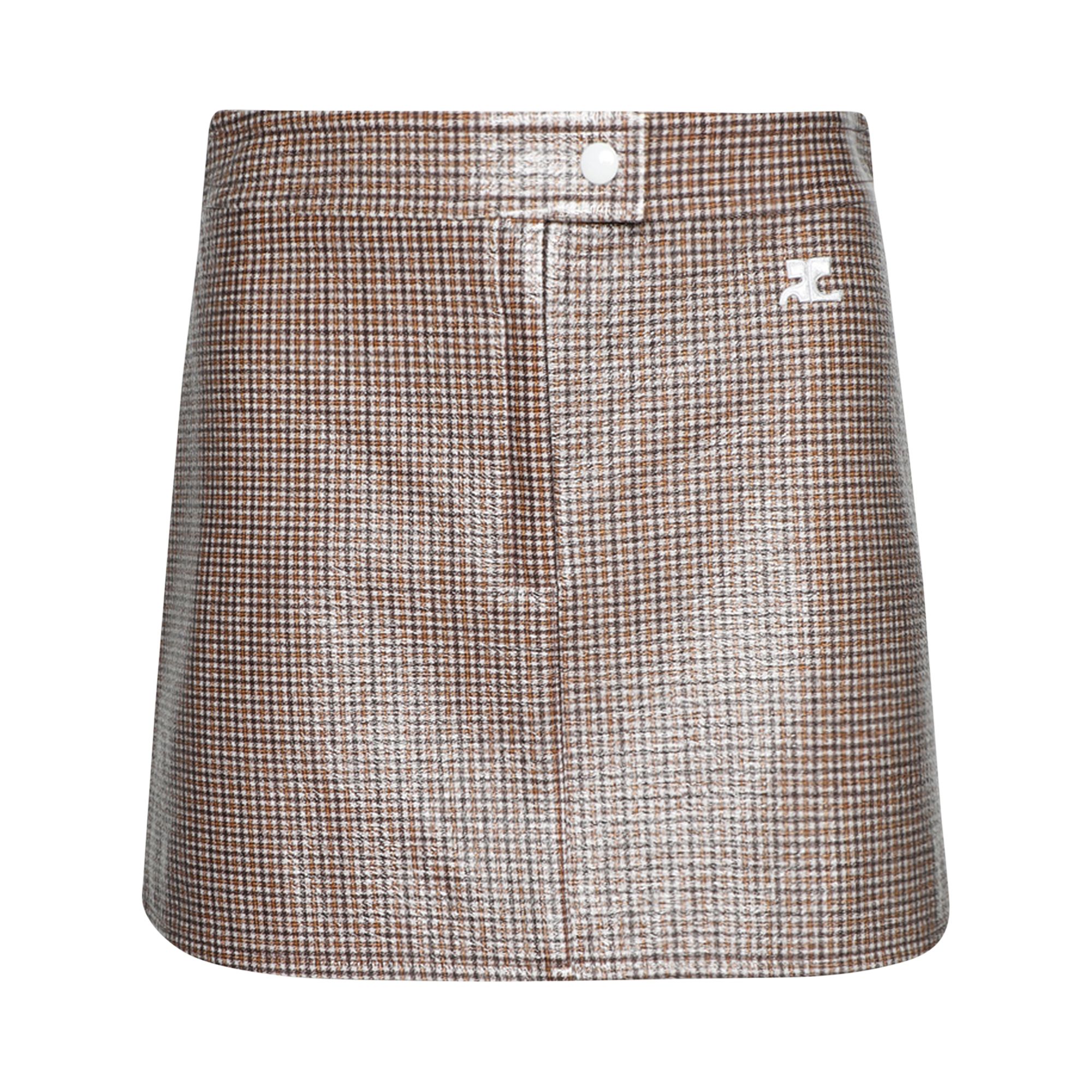 Courrèges Reedition Checked Vinyl Mini Skirt 'Brown/Black' | Women's Size 34