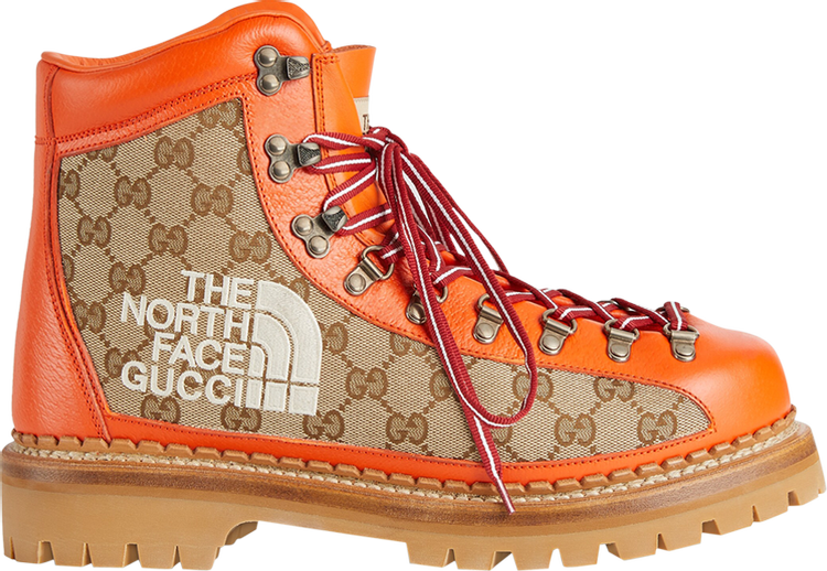 The North Face x Gucci Lace Up Boot Beige Orange Monogram