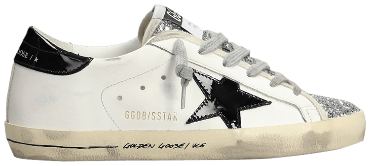 Golden Goose Wmns Superstar White Black Silver Glitter