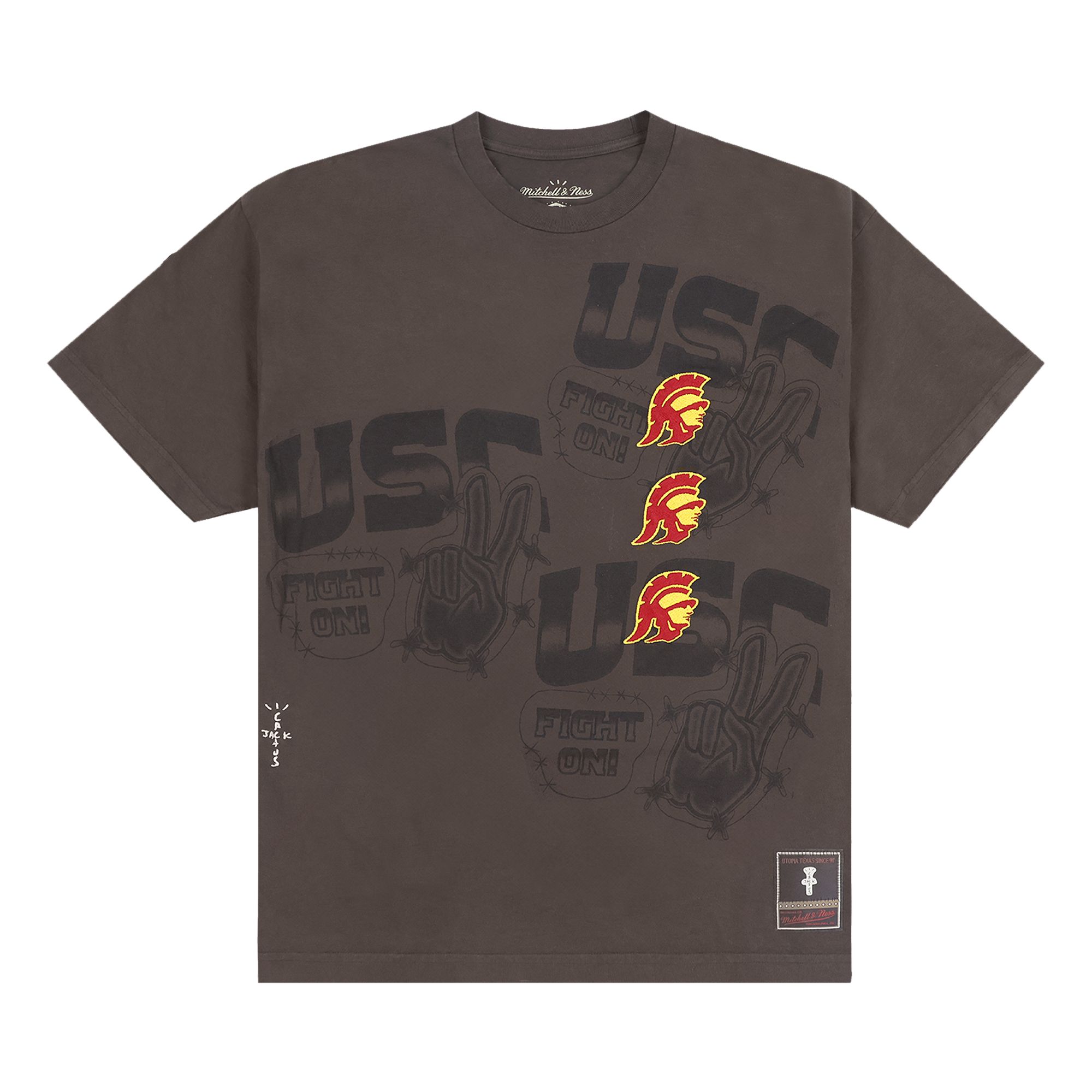 Pre-owned Cactus Jack By Travis Scott X Mitchell & Ness University Of Southern California Seal Tee 'brown'