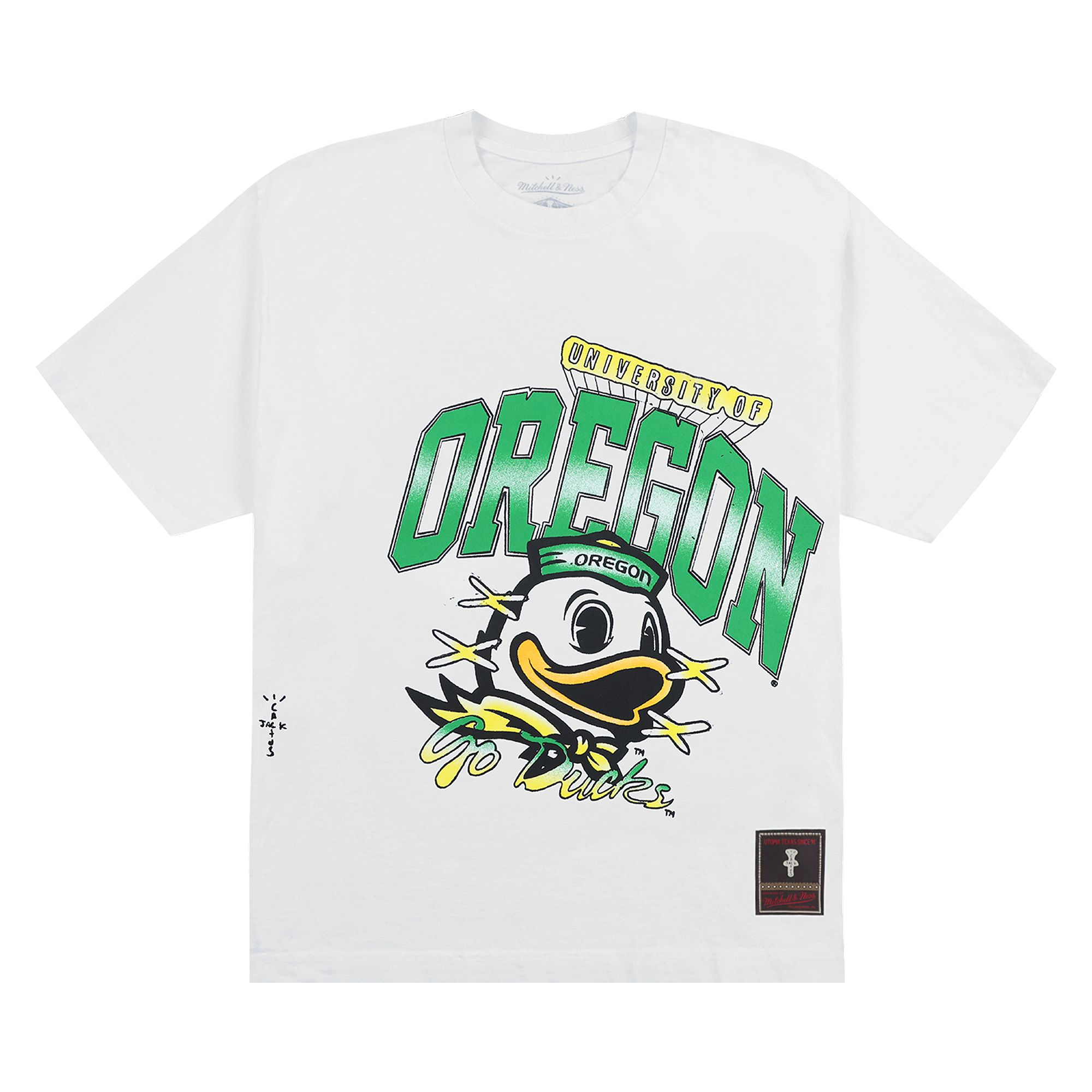 Pre-owned Cactus Jack By Travis Scott X Mitchell & Ness University Of Oregon Handdrawn Tee 'white'