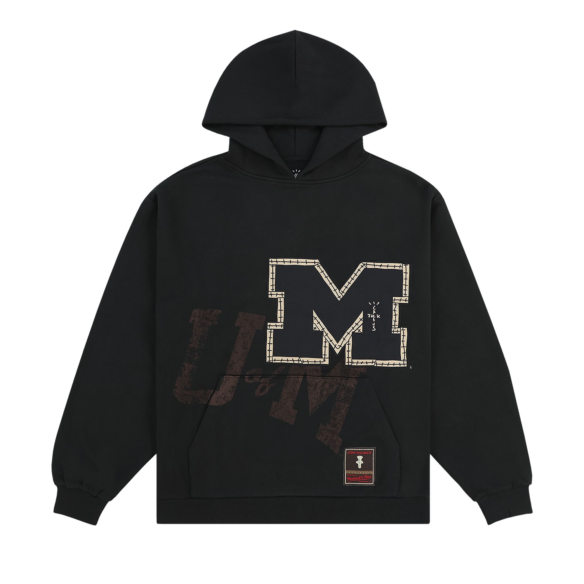 Pre-owned Cactus Jack By Travis Scott X Mitchell & Ness University Of Michigan Hoodie 'black'