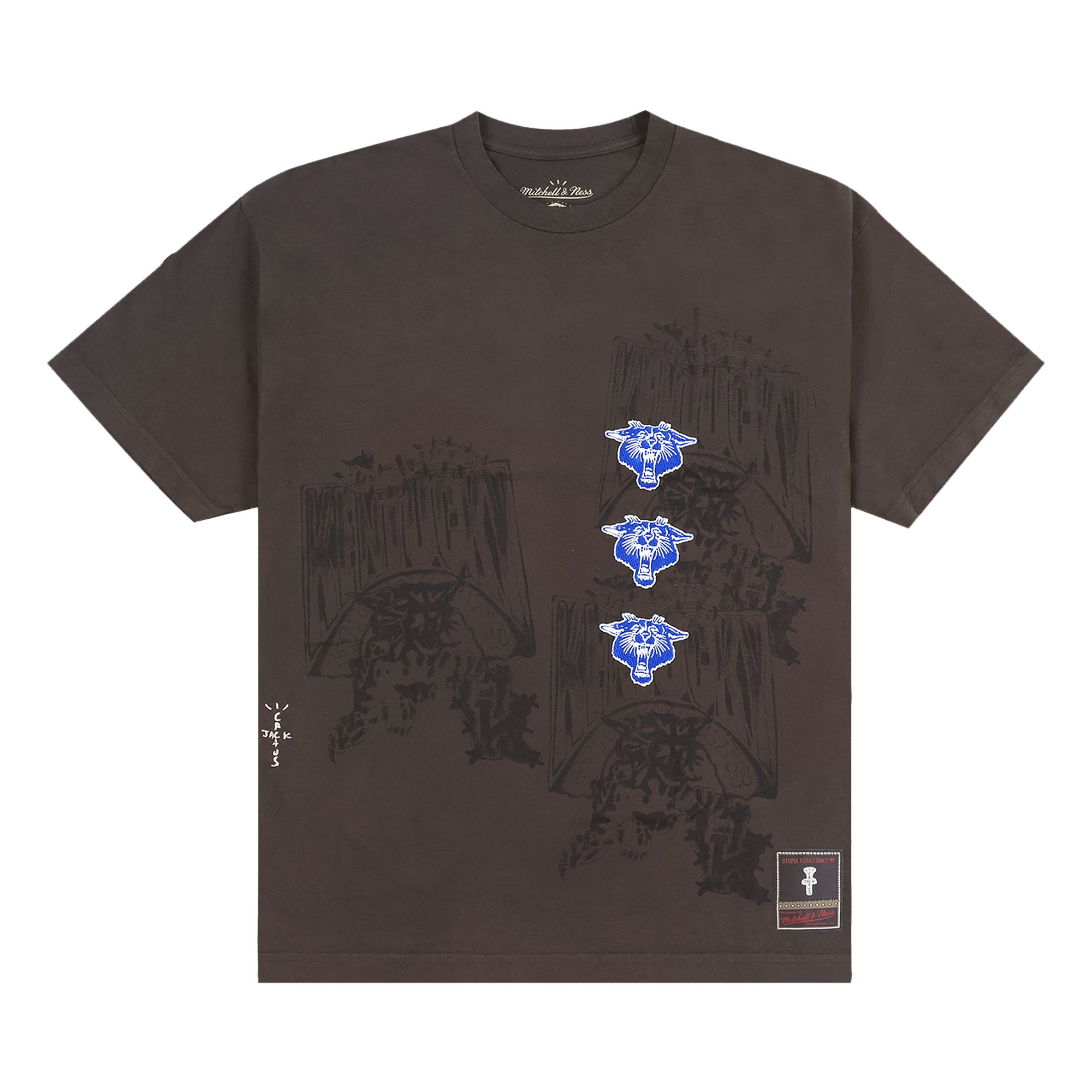 Pre-owned Cactus Jack By Travis Scott X Mitchell & Ness University Of Kentucky Seal Tee 'brown'