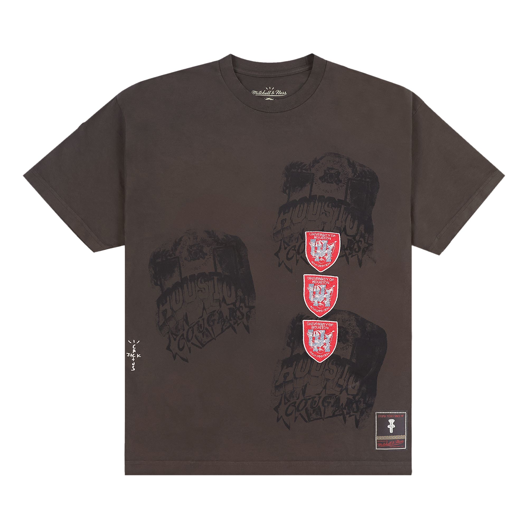 Pre-owned Cactus Jack By Travis Scott X Mitchell & Ness University Of Houston Seal Tee 'brown'