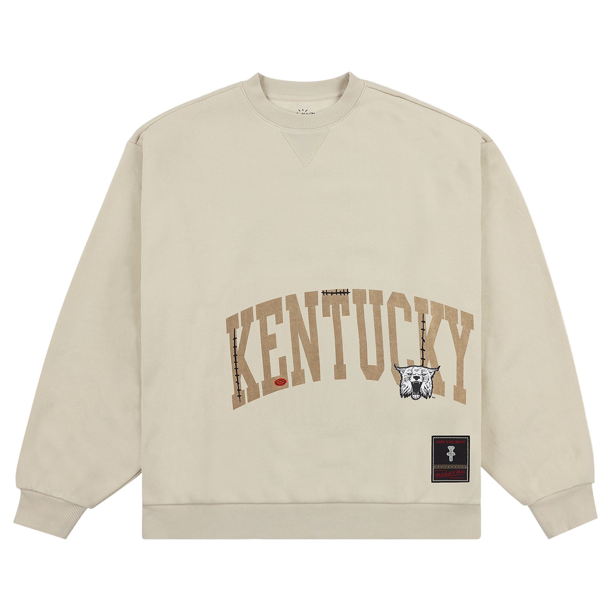 Pre-owned Cactus Jack By Travis Scott X Mitchell & Ness University Of Kentucky Crewneck 'tan'