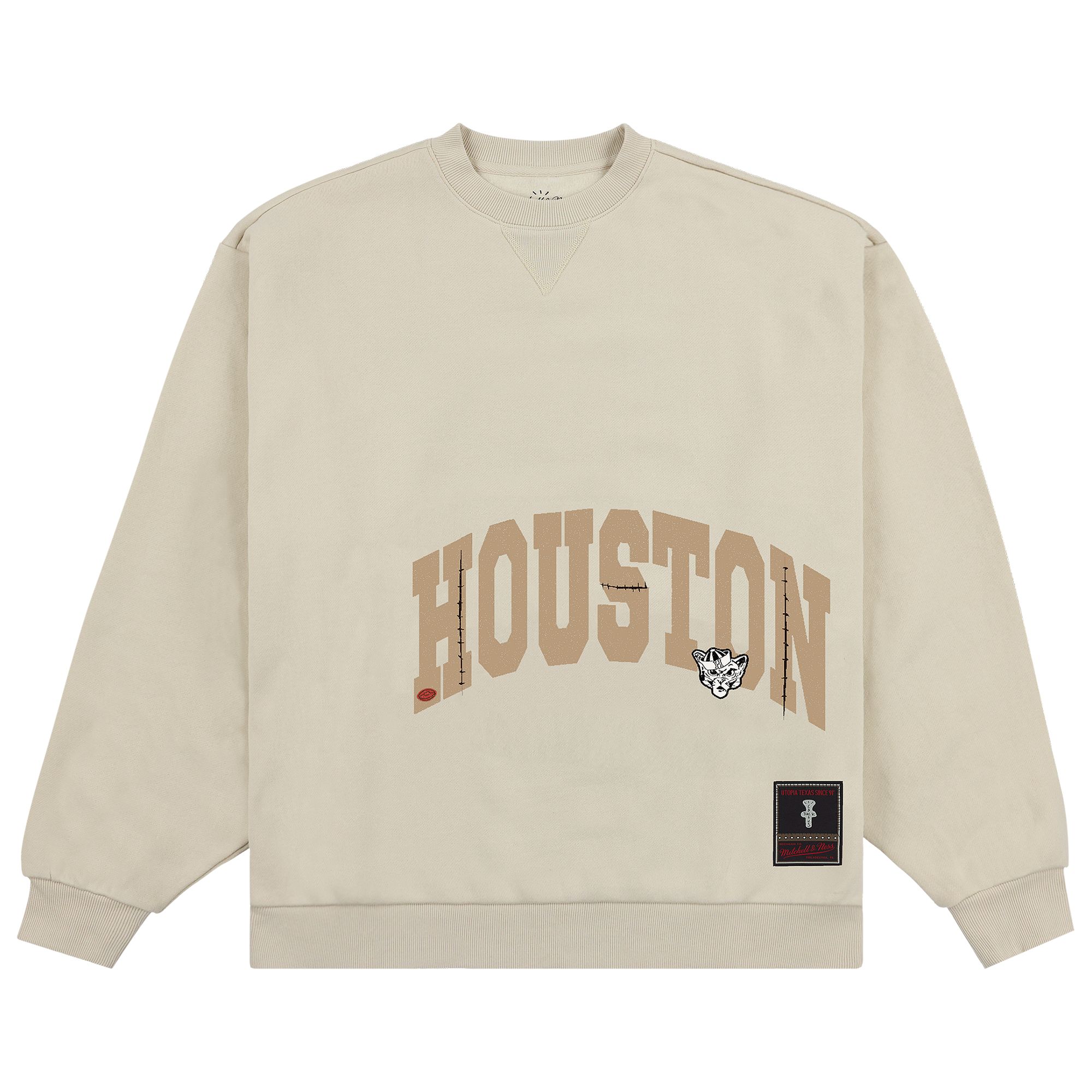 Pre-owned Cactus Jack By Travis Scott X Mitchell & Ness University Of Houston Crewneck 'tan' | Men's Size M