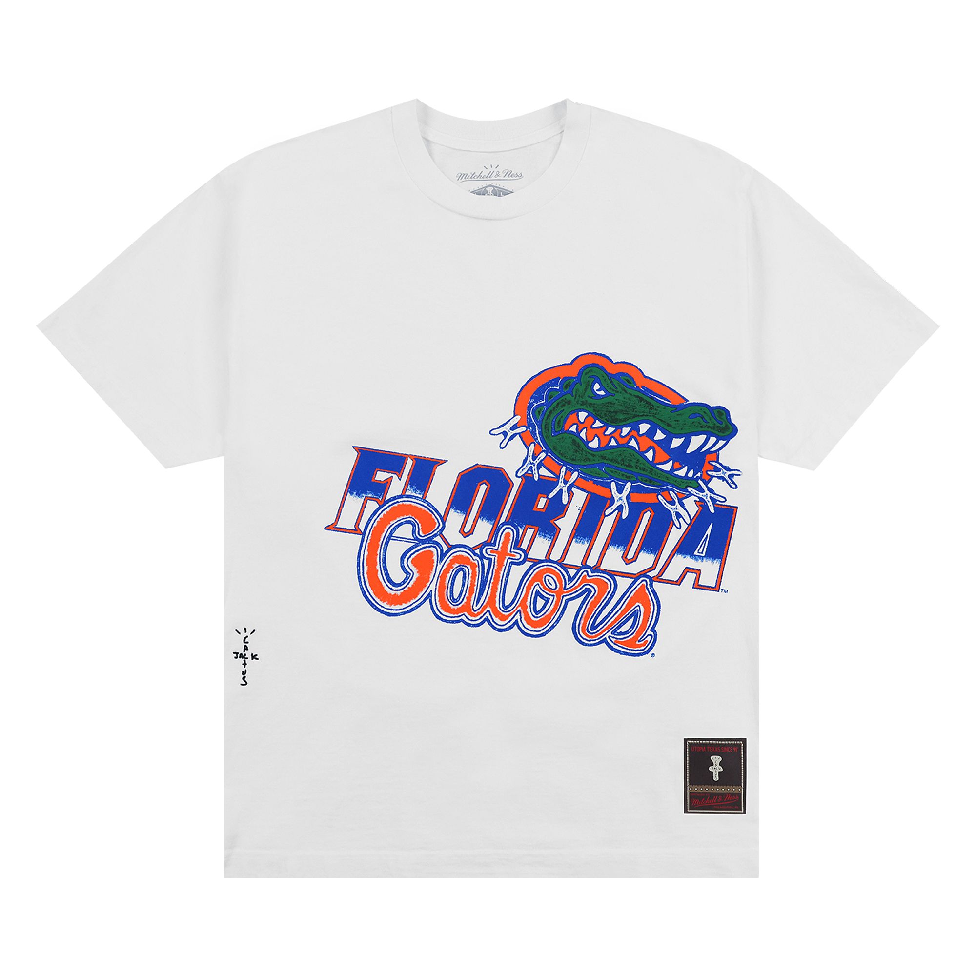 Pre-owned Cactus Jack By Travis Scott X Mitchell & Ness University Of Florida Handdrawn Tee 'white'