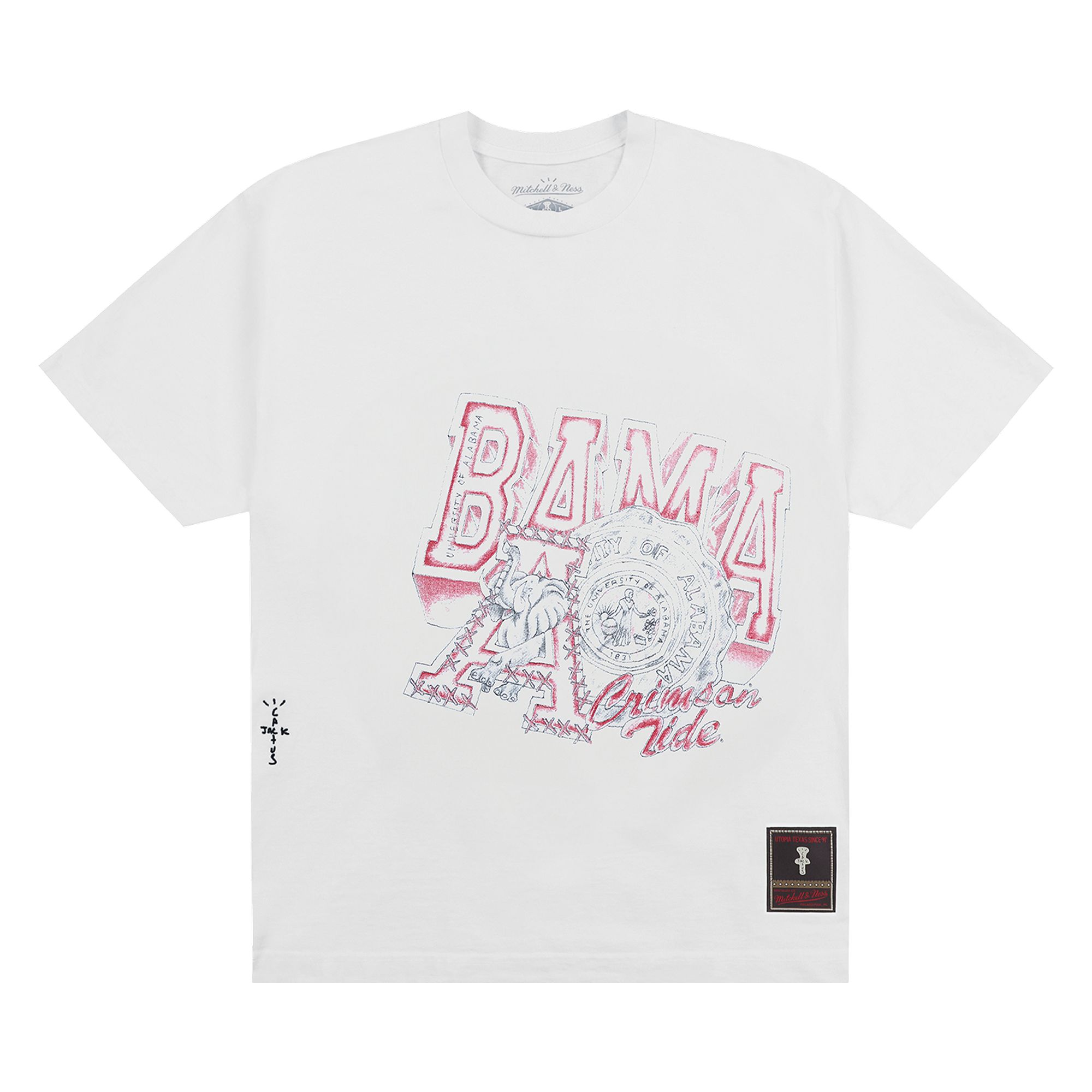 Pre-owned Cactus Jack By Travis Scott X Mitchell & Ness University Of Alabama Handdrawn Tee 'white'