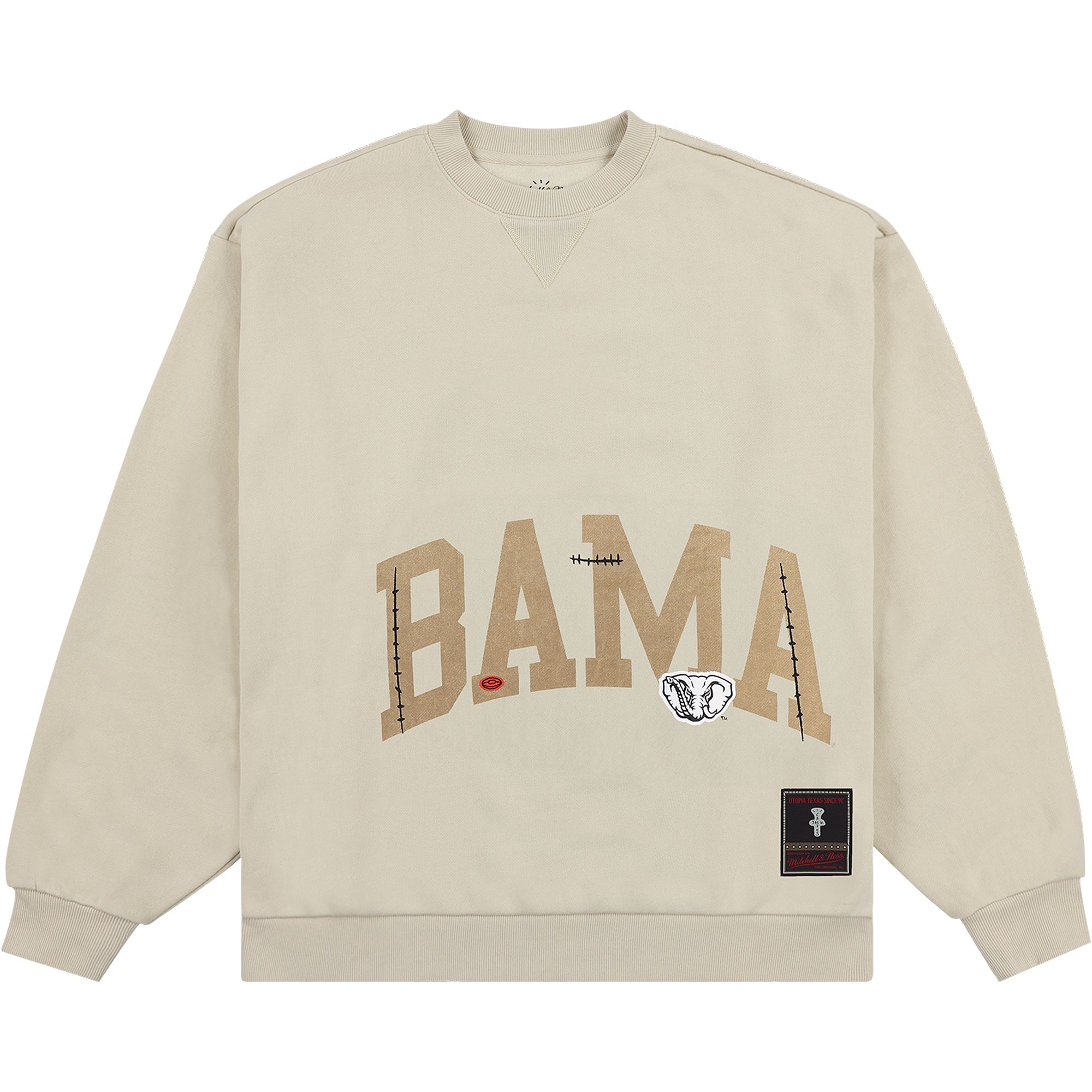 Pre-owned Cactus Jack By Travis Scott X Mitchell & Ness University Of Alabama Crewneck 'tan'