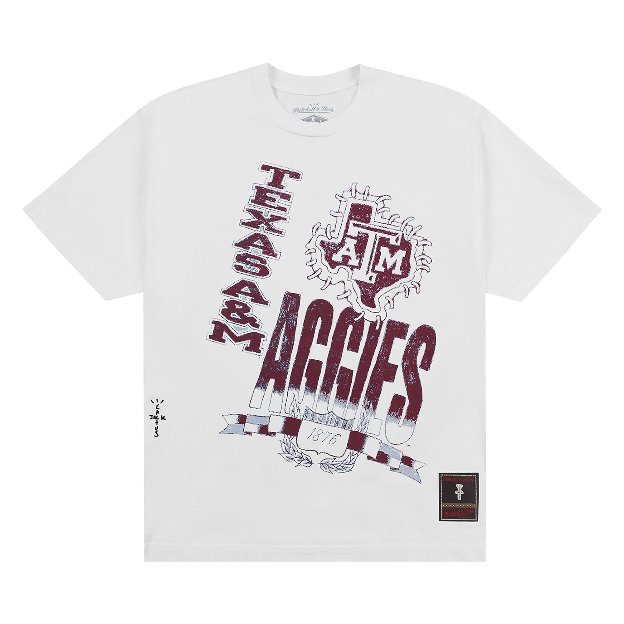 Pre-owned Cactus Jack By Travis Scott X Mitchell & Ness Texas A&m University Handdrawn Tee 'white'