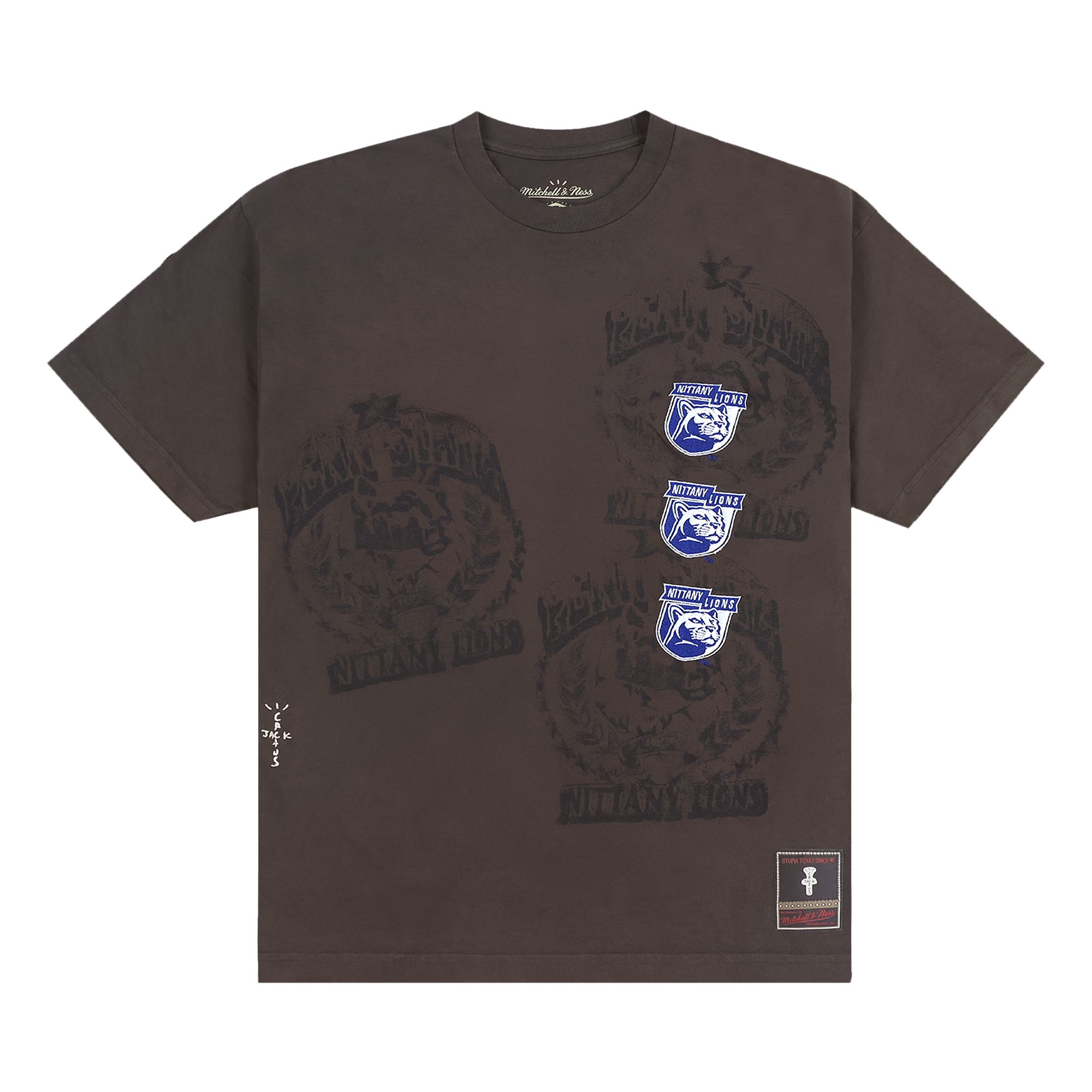 Pre-owned Cactus Jack By Travis Scott X Mitchell & Ness Penn State University Seal Tee 'brown'