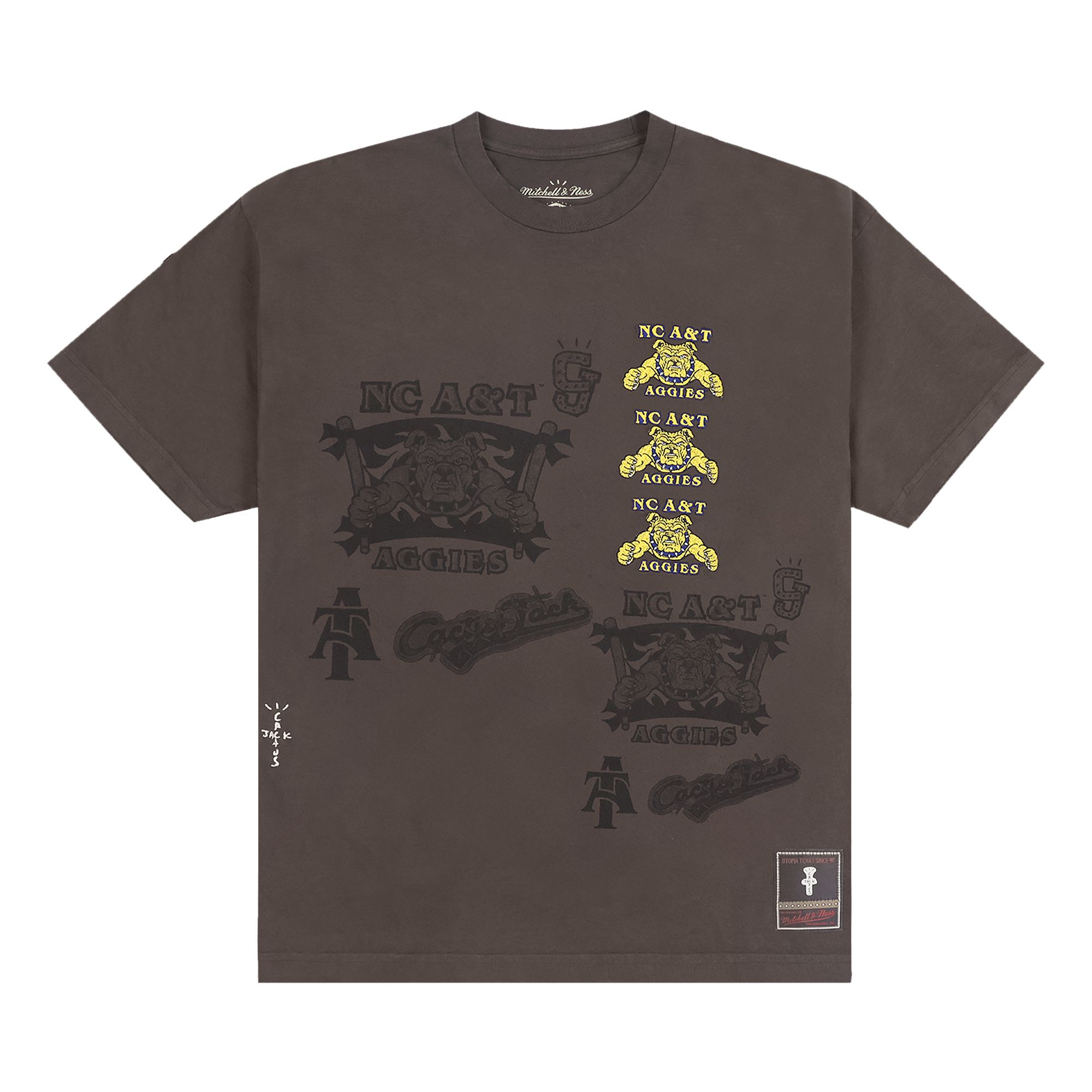 Pre-owned Cactus Jack By Travis Scott X Mitchell & Ness North Carolina A&t University Seal Tee 'brown'