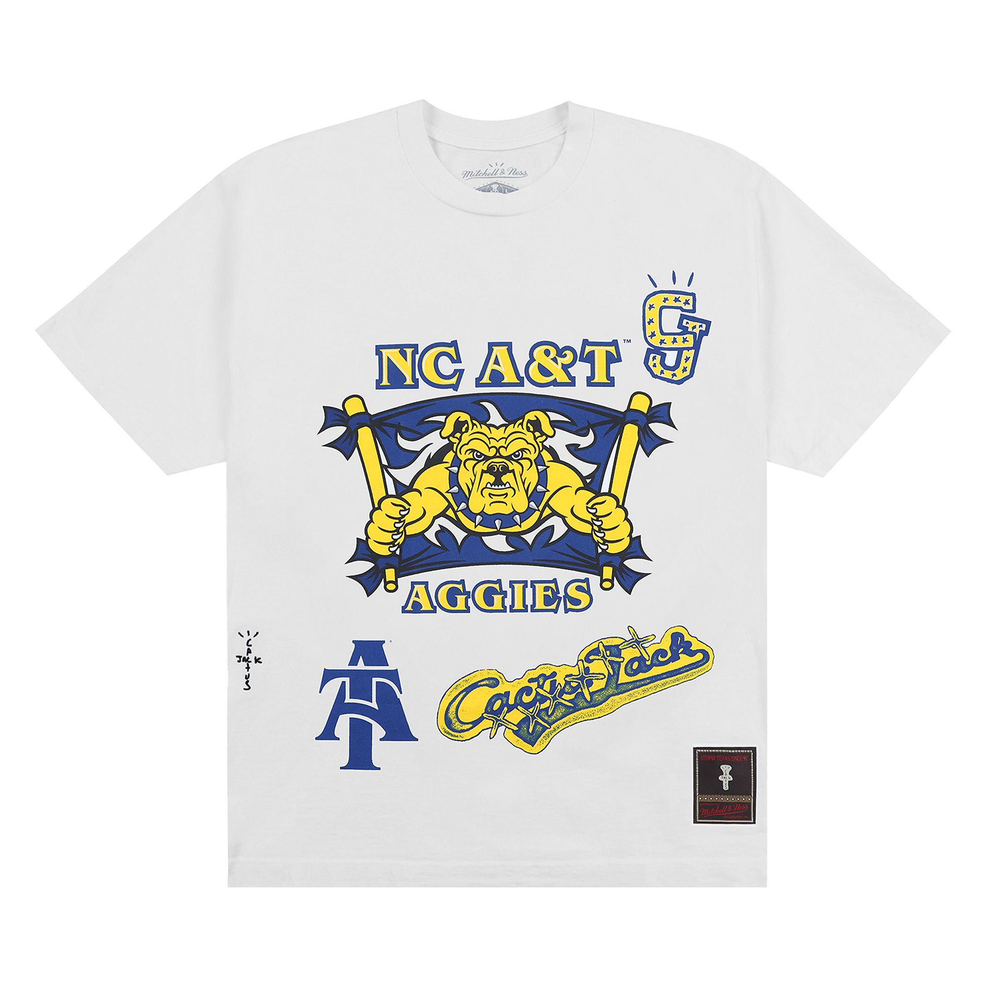 Pre-owned Cactus Jack By Travis Scott X Mitchell & Ness North Carolina A&t University Handdrawn Tee 'white'
