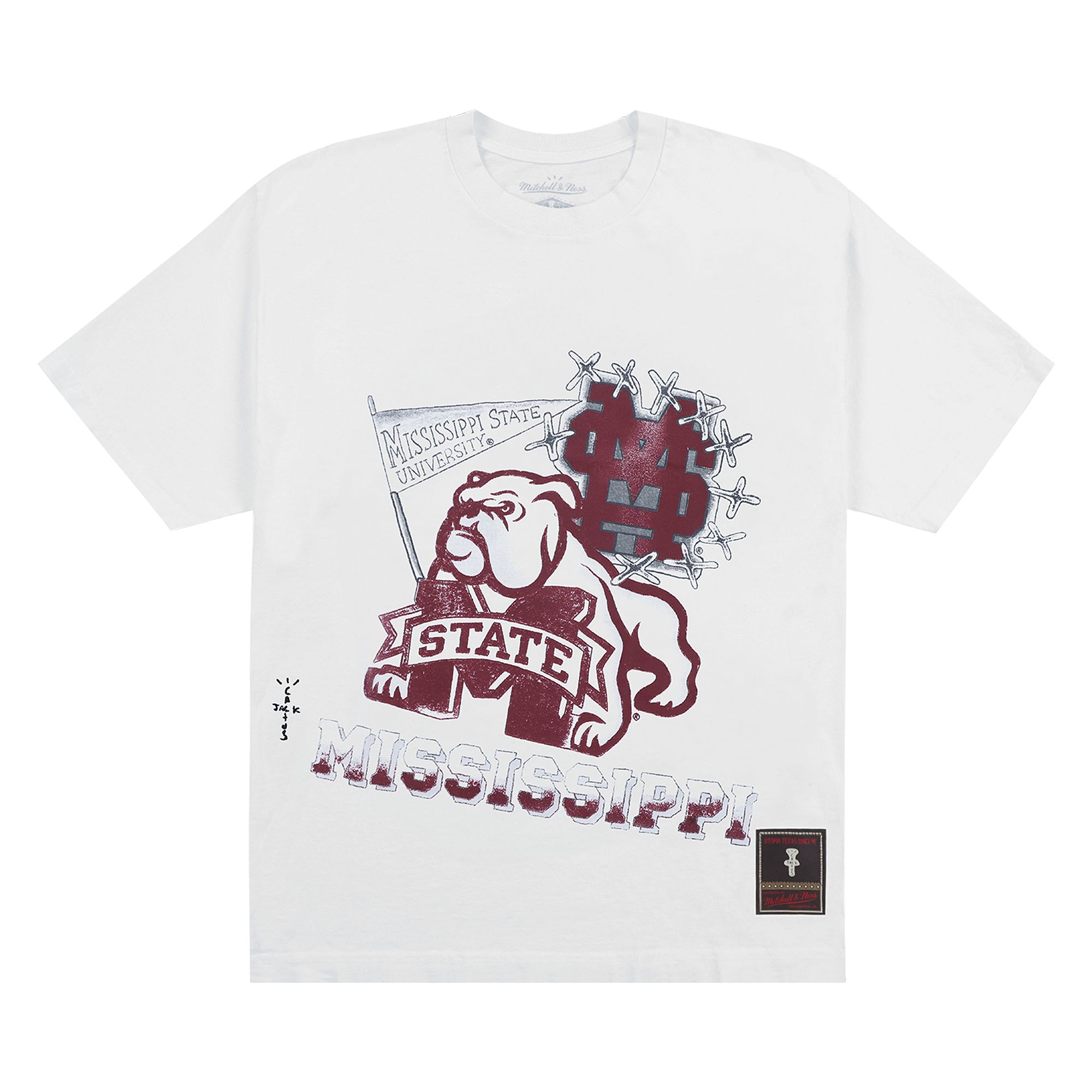 Pre-owned Cactus Jack By Travis Scott X Mitchell & Ness Mississippi State University Handdrawn Tee 'white'