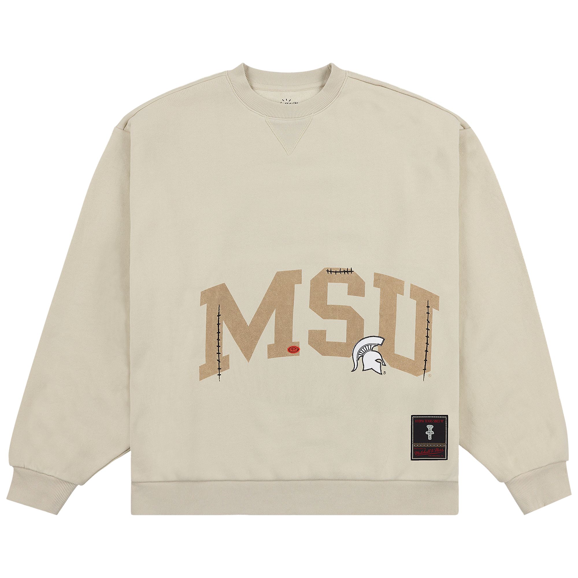 Pre-owned Cactus Jack By Travis Scott X Mitchell & Ness Michigan State University Crewneck 'tan' | Men's Size In Brown