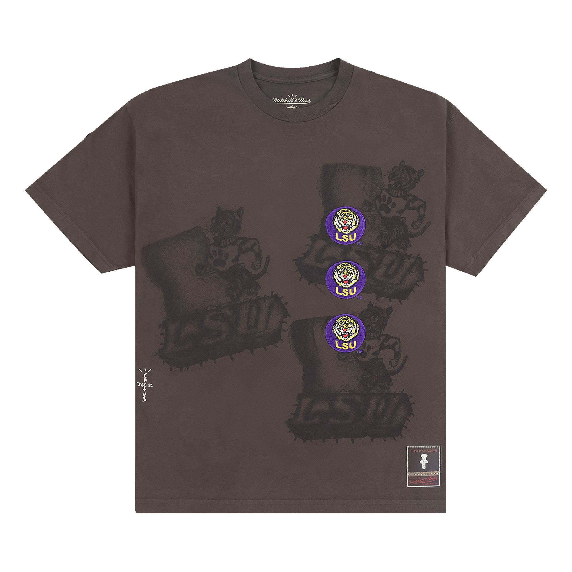 Pre-owned Cactus Jack By Travis Scott X Mitchell & Ness Louisiana State University Seal Tee 'brown'