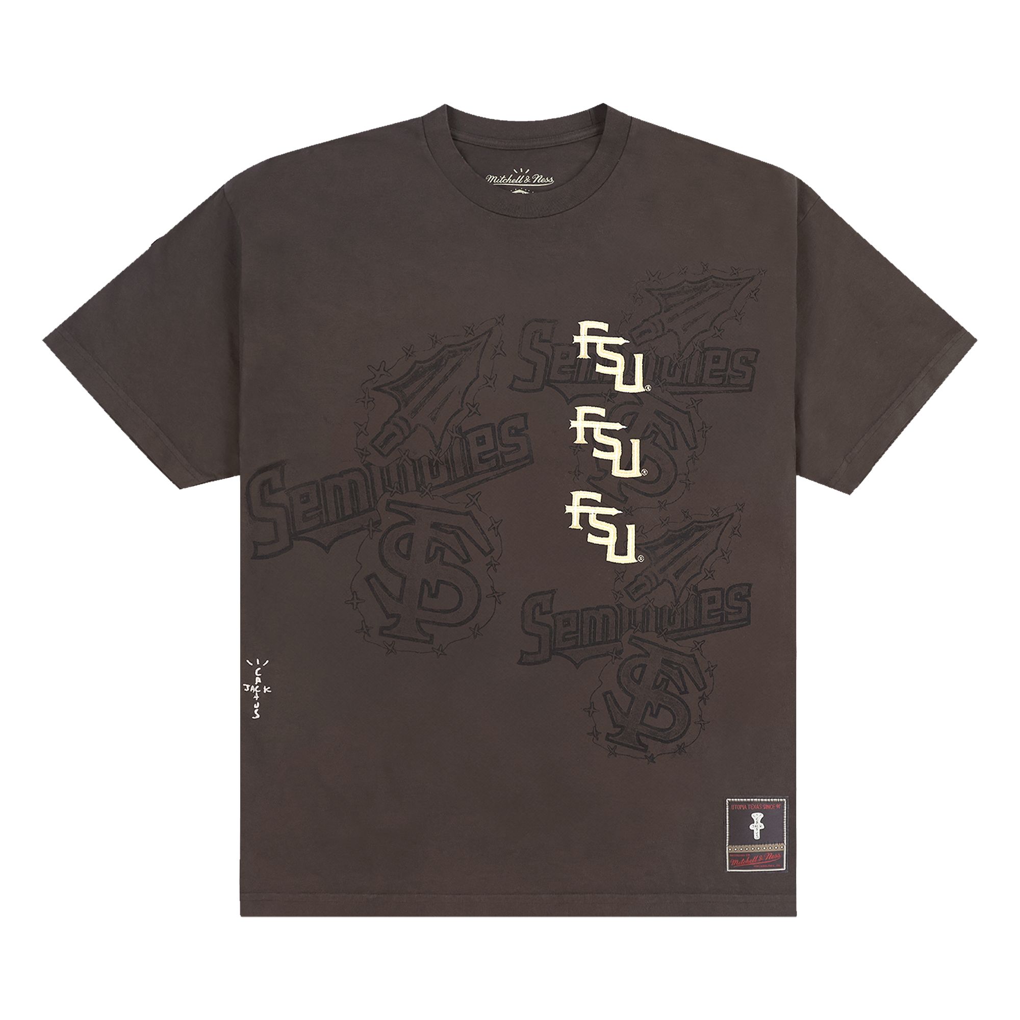 Pre-owned Cactus Jack By Travis Scott X Mitchell & Ness Florida State University Seal Tee 'brown'