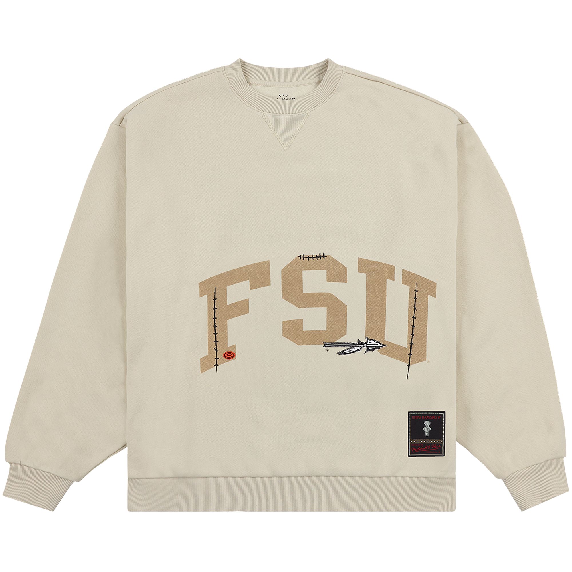 Pre-owned Cactus Jack By Travis Scott X Mitchell & Ness Florida State University Crewneck 'tan' | Men's Size X