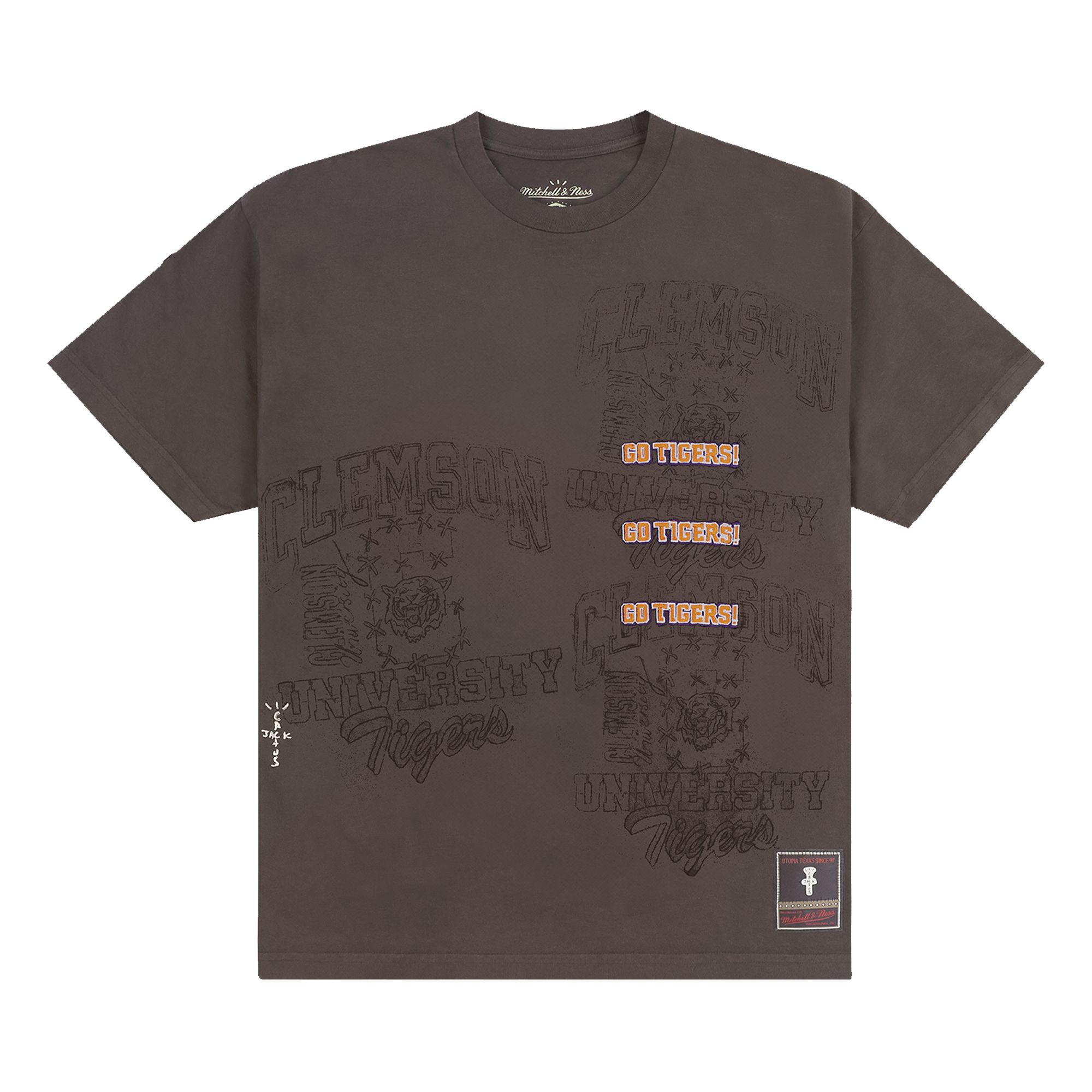 Pre-owned Cactus Jack By Travis Scott X Mitchell & Ness Clemson University Seal Tee 'brown'