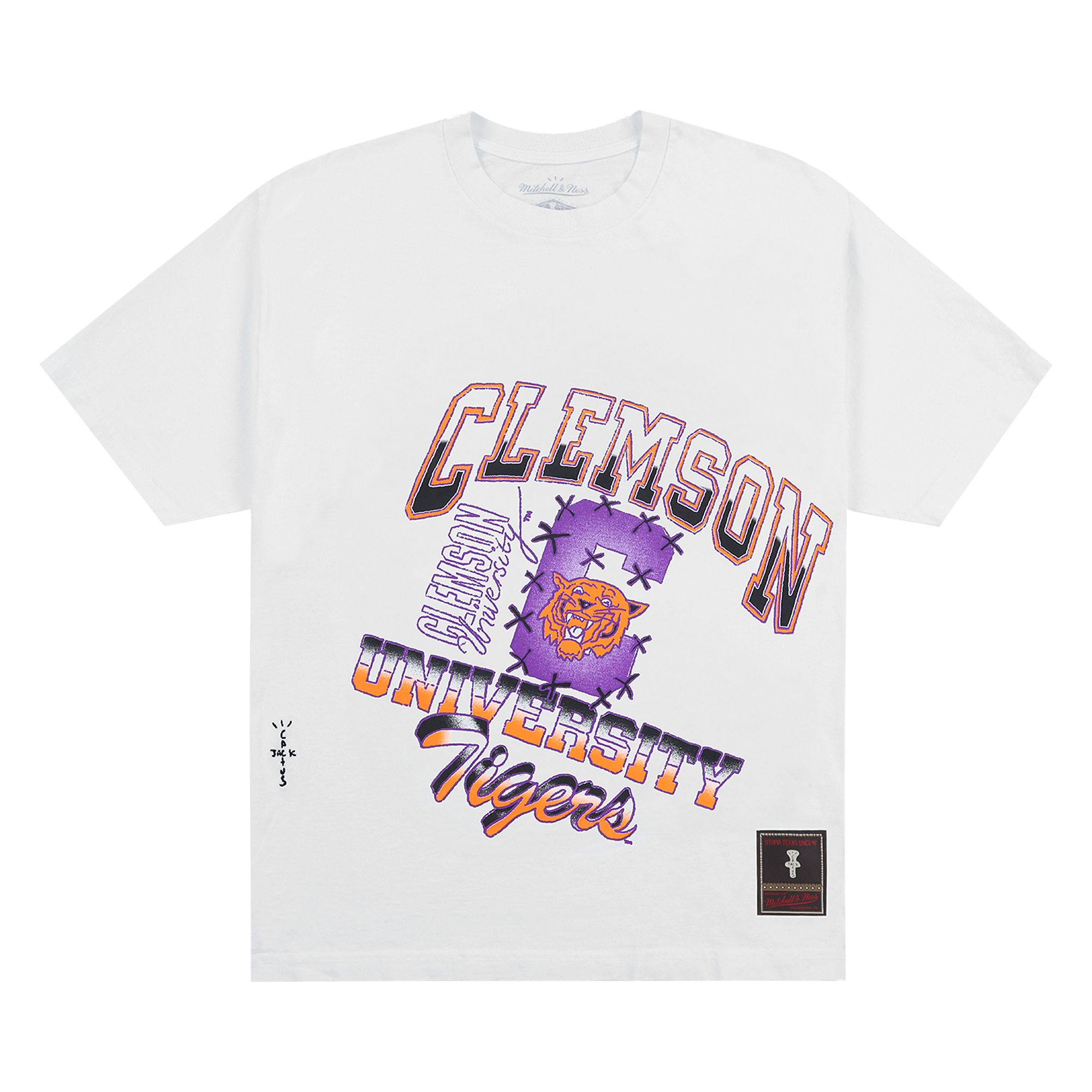 Pre-owned Cactus Jack By Travis Scott X Mitchell & Ness Clemson University Handdrawn Tee 'white'