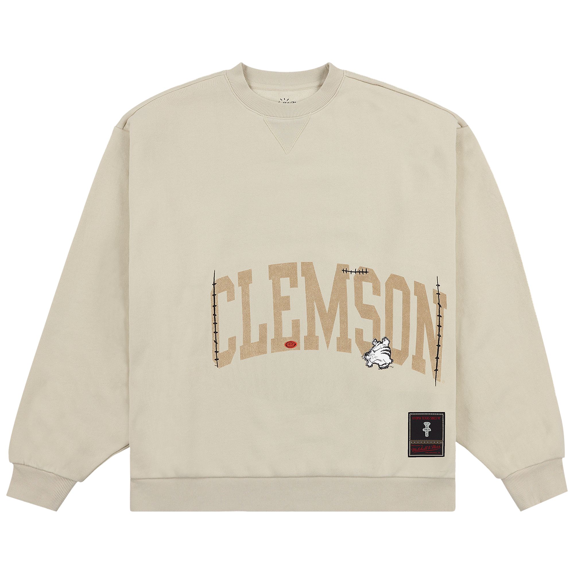 Pre-owned Cactus Jack By Travis Scott X Mitchell & Ness Clemson University Crewneck 'tan' | Men's Size L