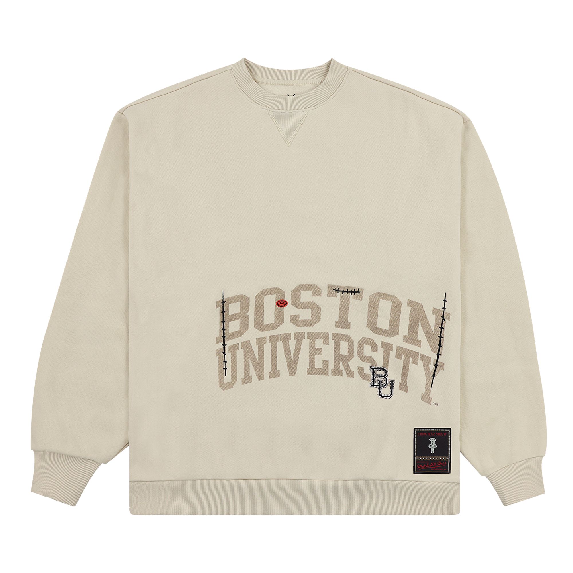Pre-owned Cactus Jack By Travis Scott X Mitchell & Ness Boston University Crewneck 'tan'