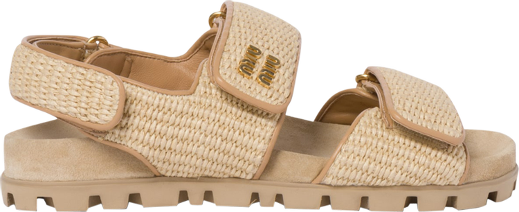 Miu Miu Wmns Sporty Stuoia Raffia Sandal Natural