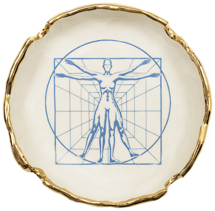 Capsule Vitruvian Icon Ashtray 'Off White/Golde/Capsule Blue' (Ships in 1-2 Weeks)