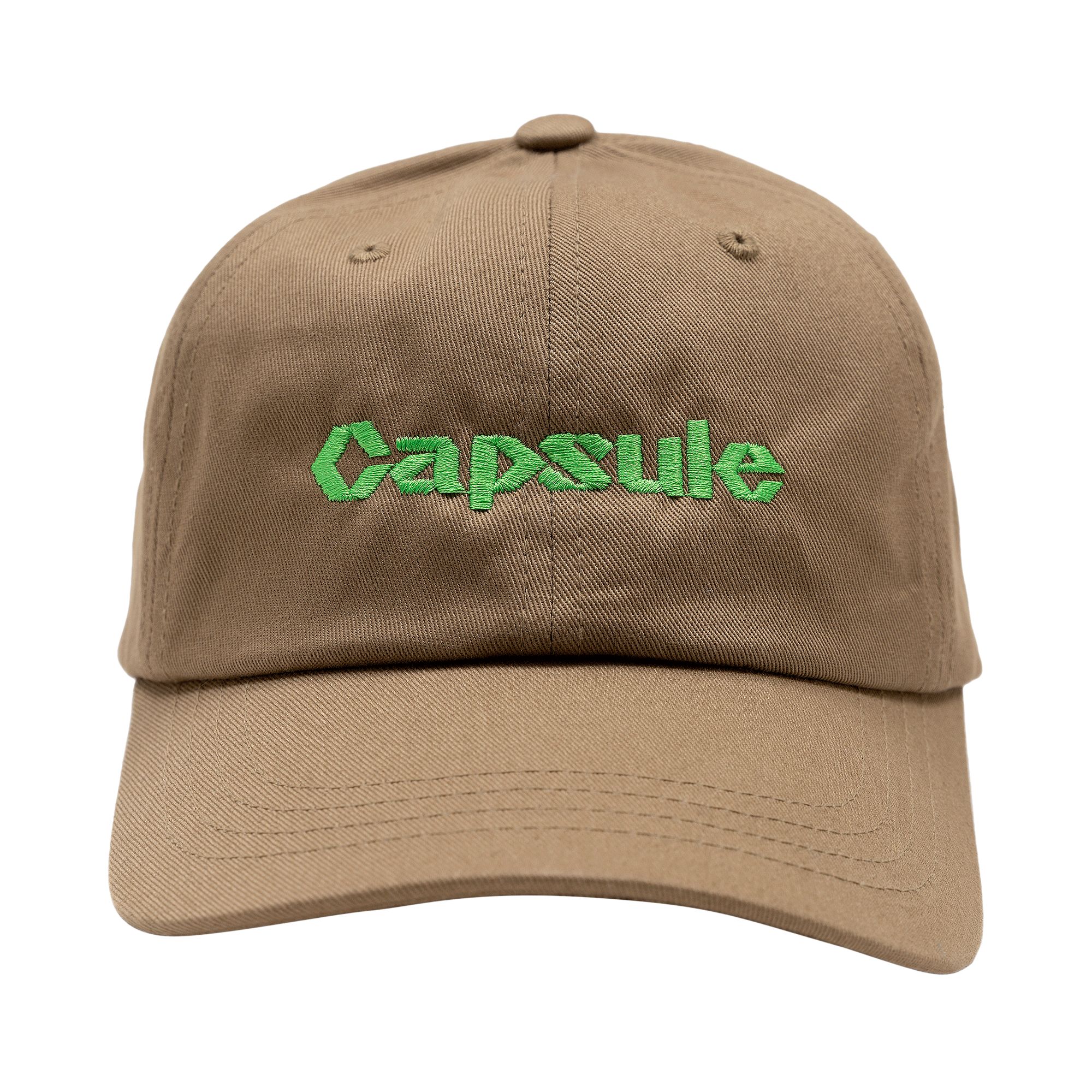 CAPSULE CAPSULE CLASSIC LOGO BASEBALL HAT 'KHAKI/NEON GREEN'