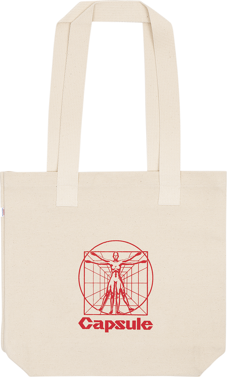 Capsule Vitruvian Icon Tote Bag 'Natural White/Plaza Red' (Ships in 1-2 Weeks)
