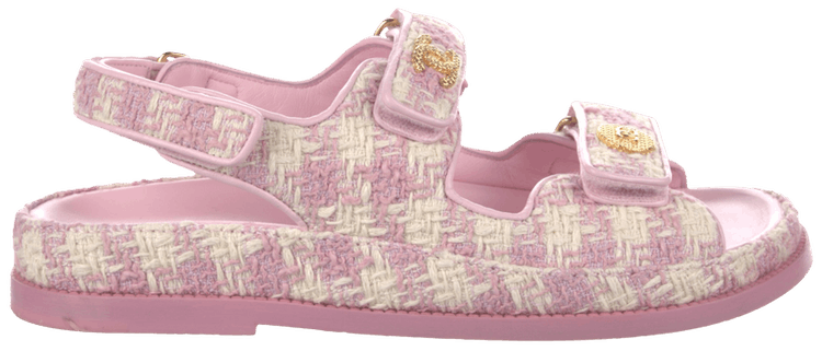 Chanel Wmns Sandal Pink Ecru Tweed