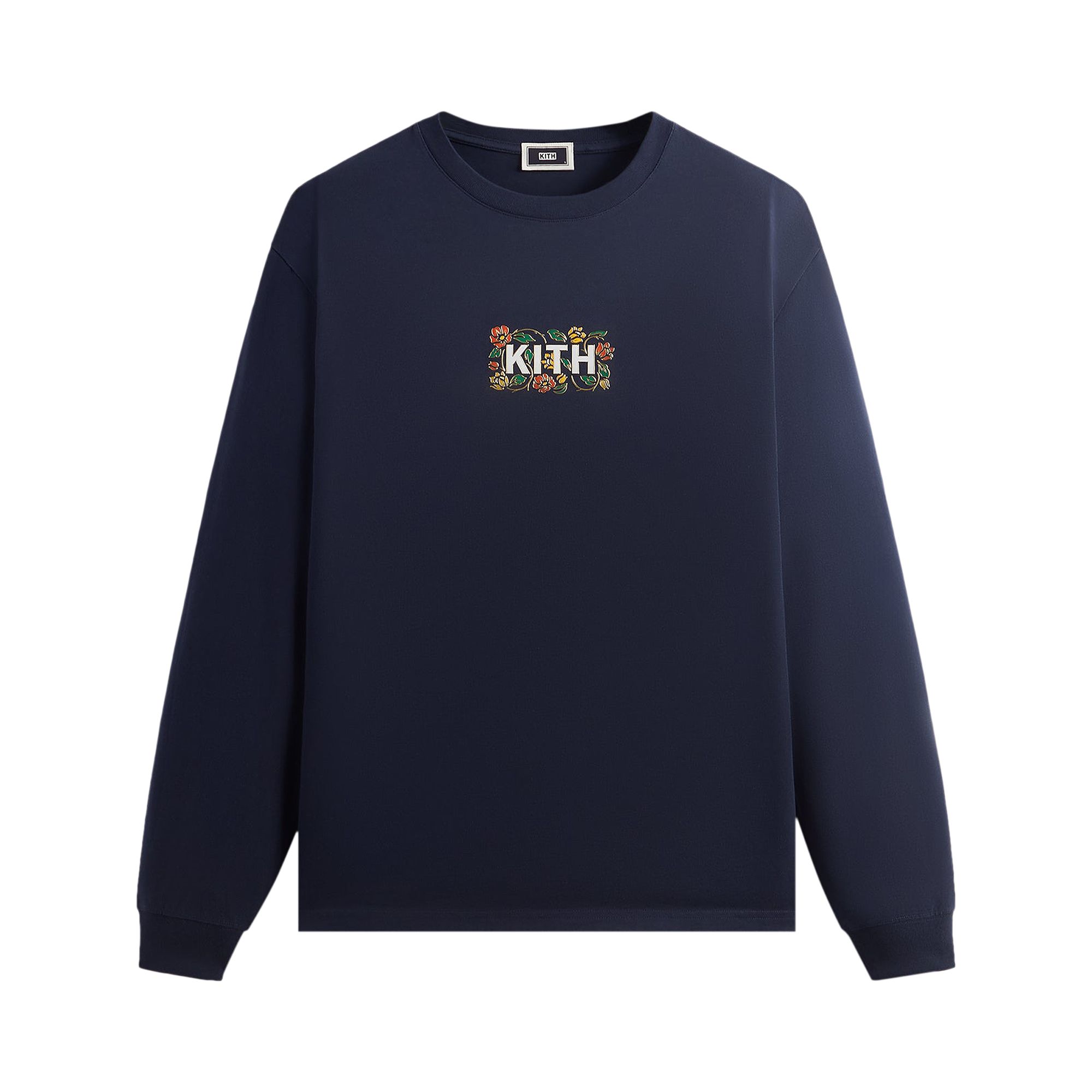 Pre-owned Kith Floral Classic Logo Long Sleeve Tee 'nocturnal' | Blue | Men's Size L