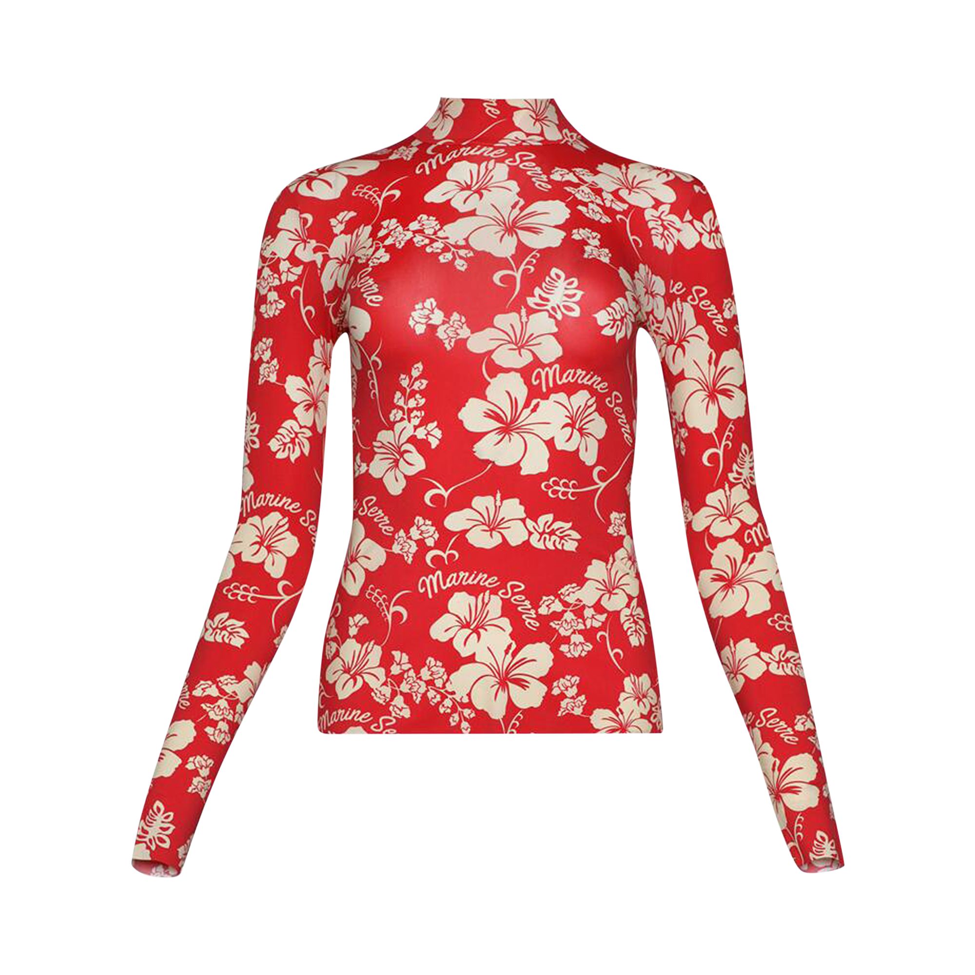 Pre-owned Marine Serre Recycled Jersey High Neck Second Skin 'red'