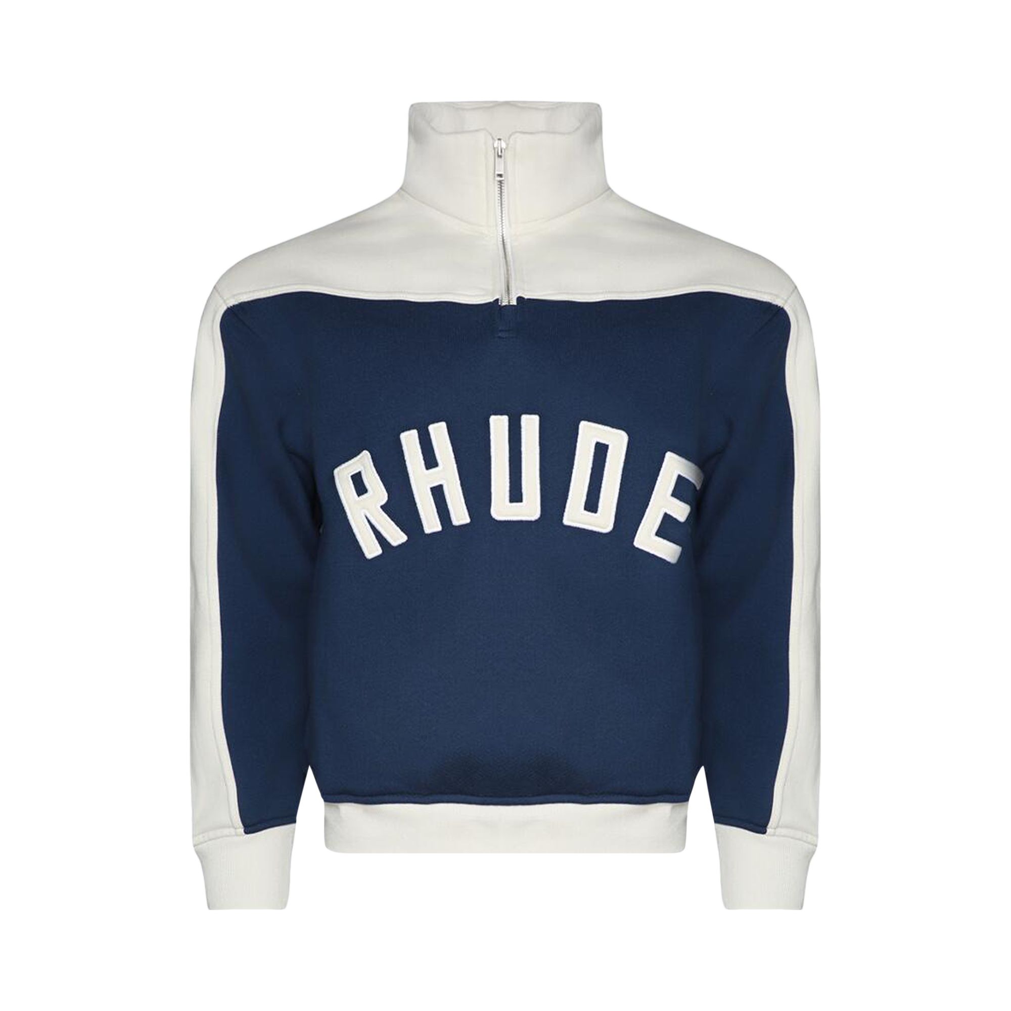 Click to view more detailed imagery on our partner's website Pre-owned Rhude Contrast Quarter Zip Varsity 'midnight/cream' | Blue | Men's Size Xl
