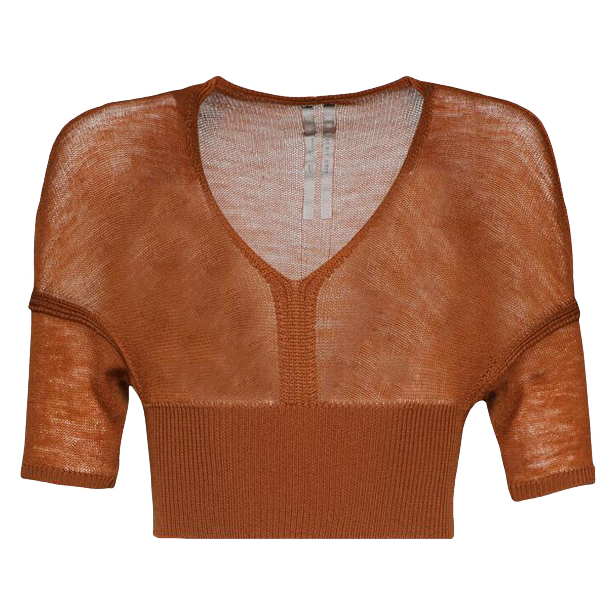 Rick Owens Maglia Short-Sleeve V Top 'Clay' | Tan | Women's Size M