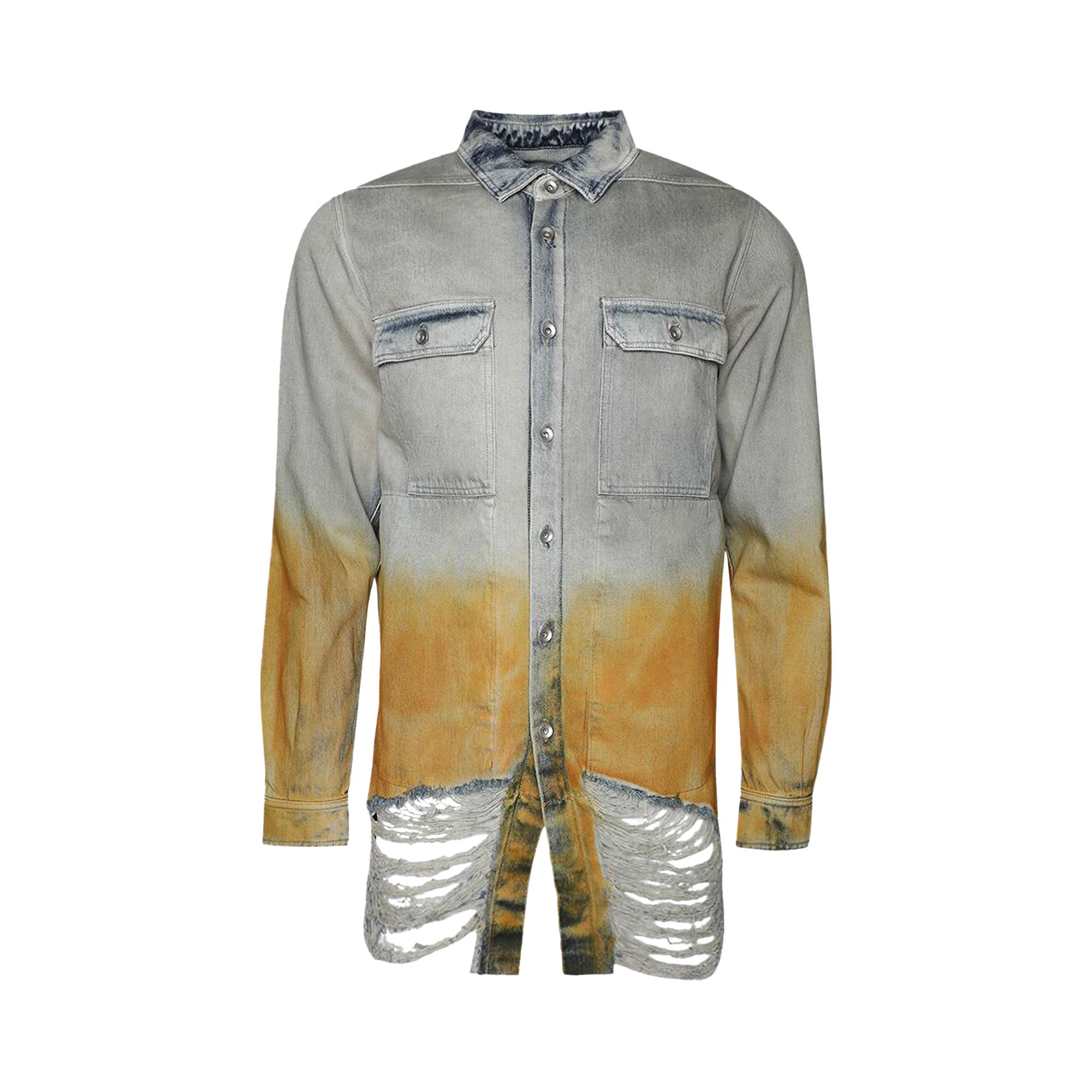 Pre-owned Rick Owens Drkshdw Denim Outershirt 'sky/orange Degrade' | Blue | Men's Size L
