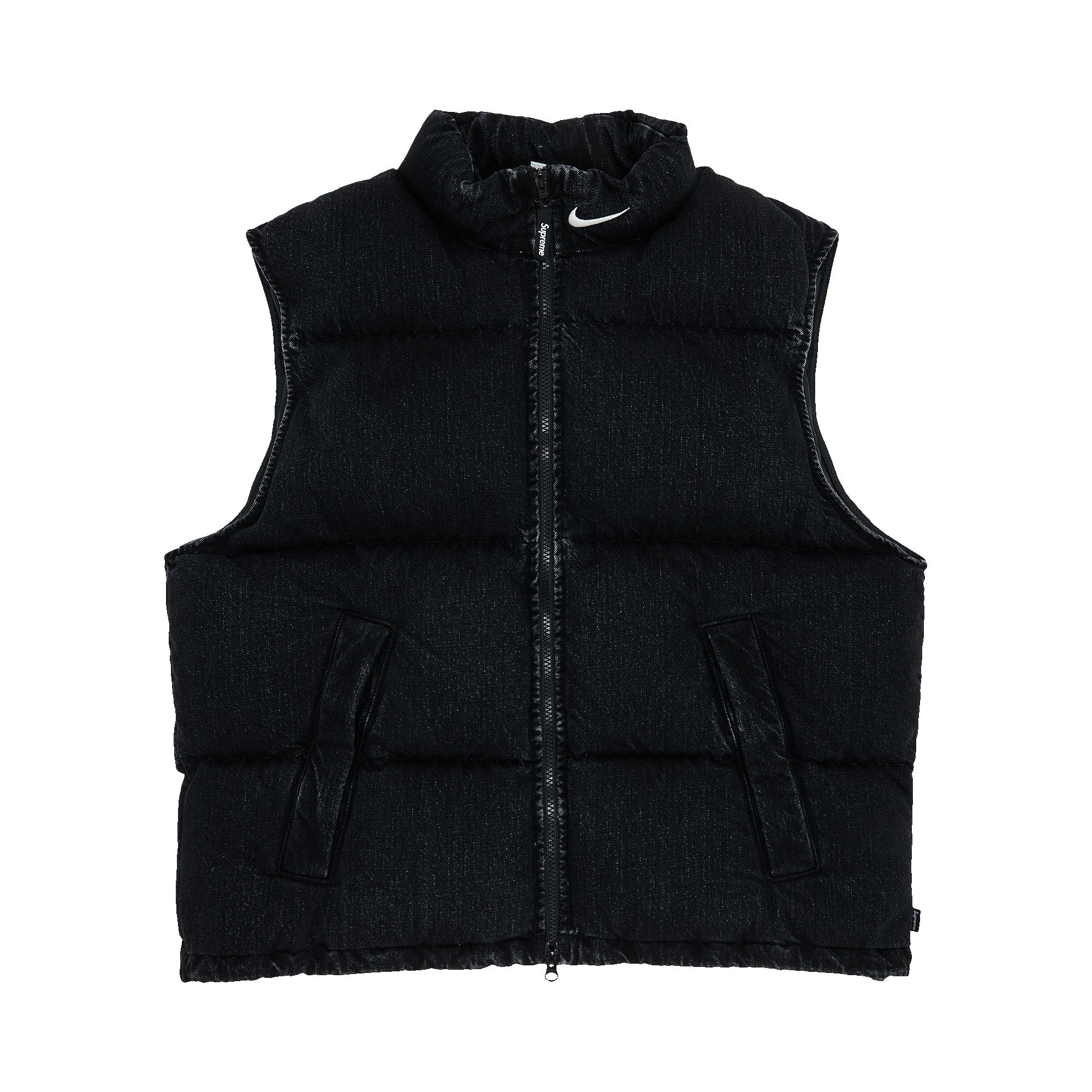 Supreme x Nike Denim Puffer Vest 'Black' | Men's Size S