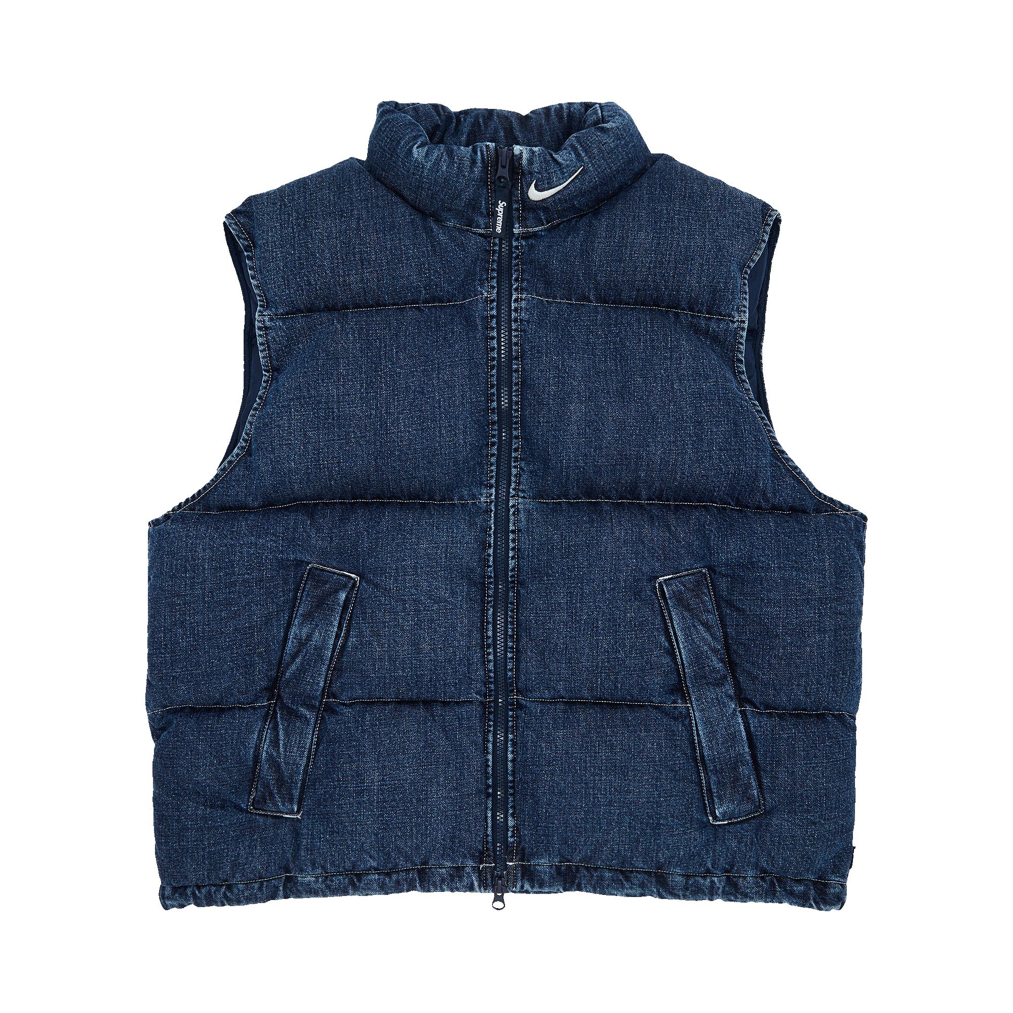 Supreme x Nike Denim Puffer Vest 'Indigo' | Blue | Men's Size M