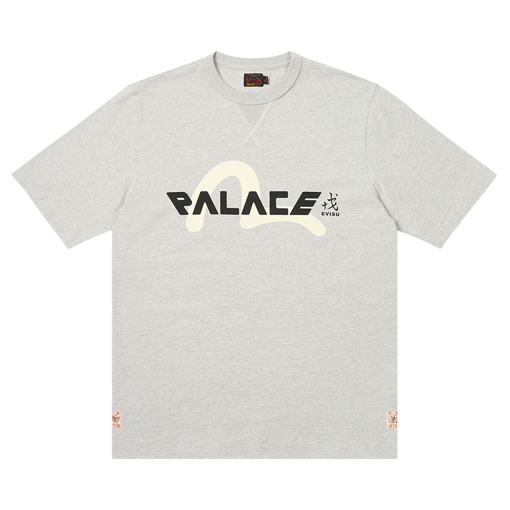 PALACE PALACE X EVISU LOGO T-SHIRT 'GREY MARL'