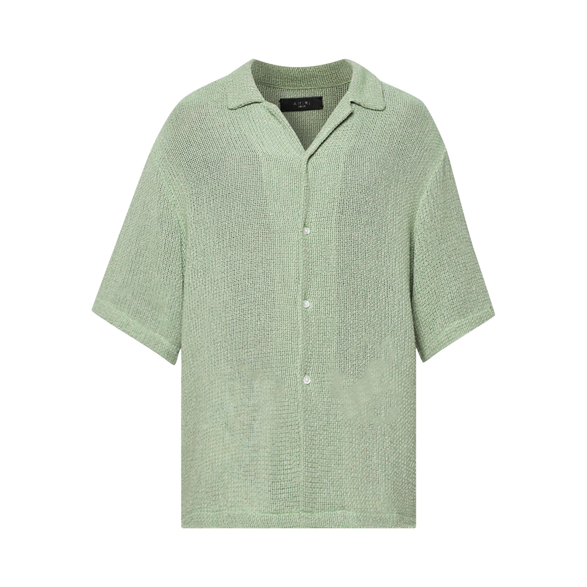 Pre-owned Amiri Open Mesh Shimmer Shirt 'mineral Green' | Men's Size M