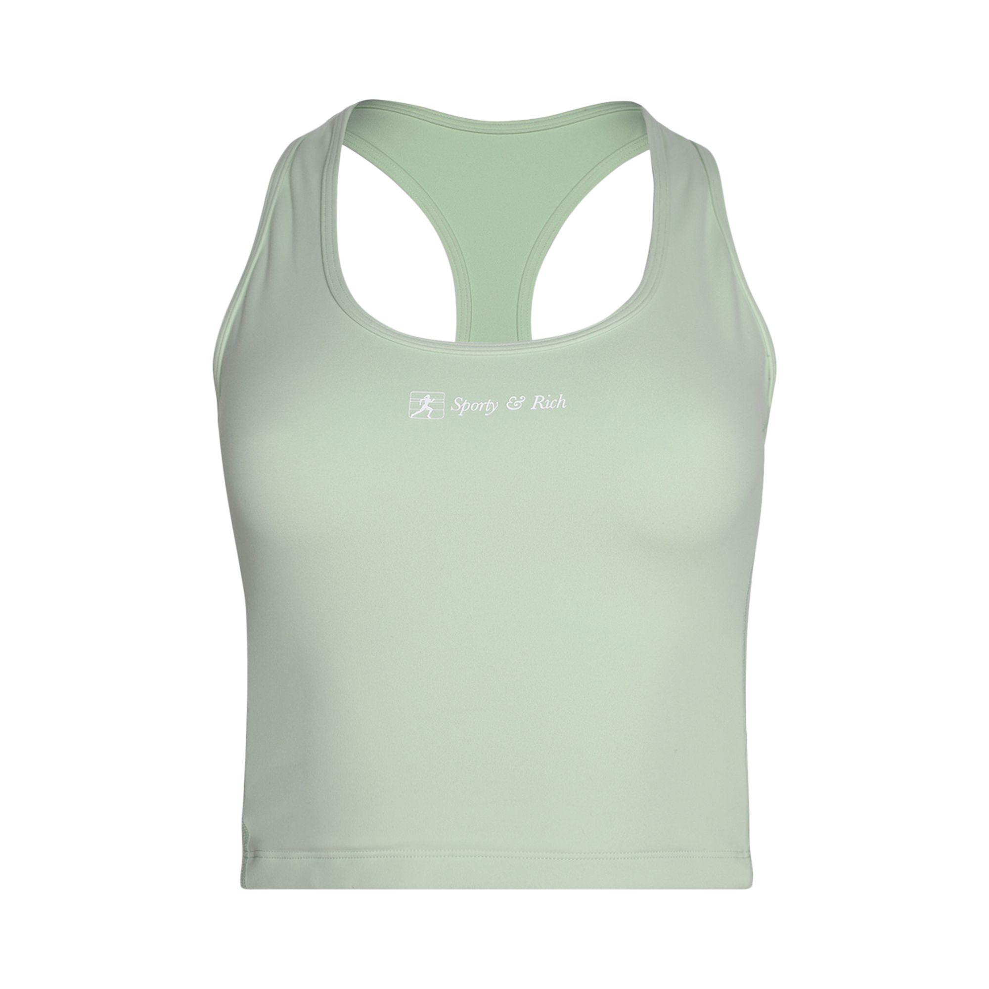 Pre-owned Sporty And Rich Sporty & Rich Runner Script Sports Tank 'sage' In Green