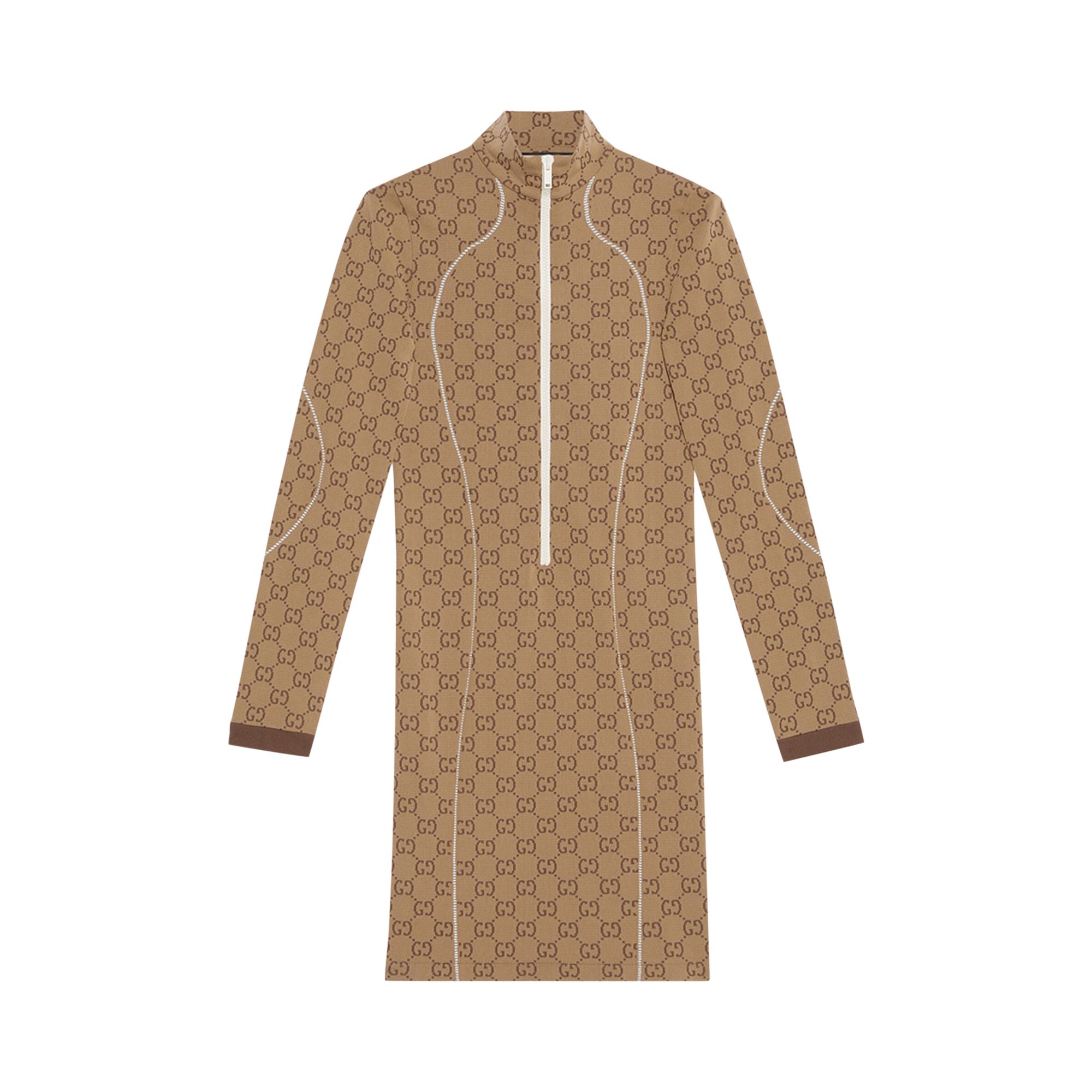 Gucci GG Jersey Jacquard Dress 'Beige/Ebony' | Tan | Women's Size S