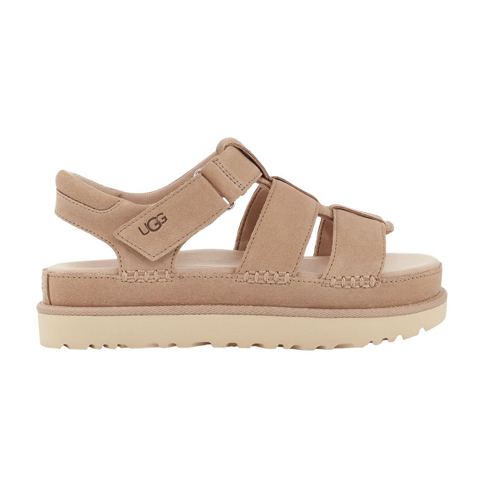 Pre-owned Ugg Wmns Goldenstar Strap Platform Sandal 'driftwood' In Cream