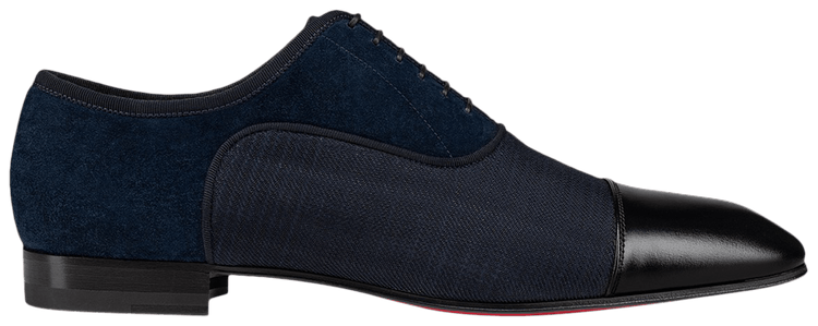 Size 7.0 Christian Louboutin Greggo Flat Calf Black Marine