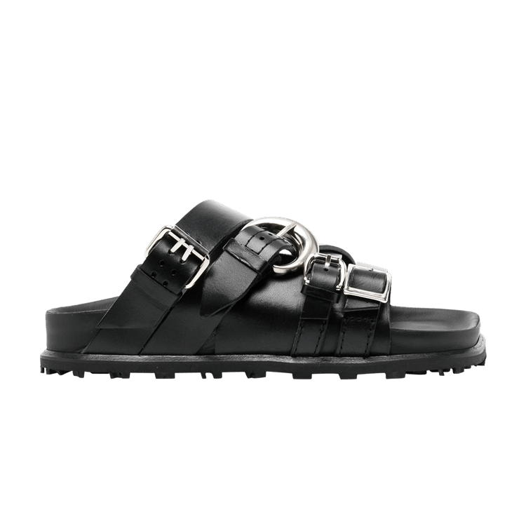 Marine Serre｜SANDALS (WFW015 RLEA0010 BK99) Marine Serre Women's Embossed Leather Sandals in Black