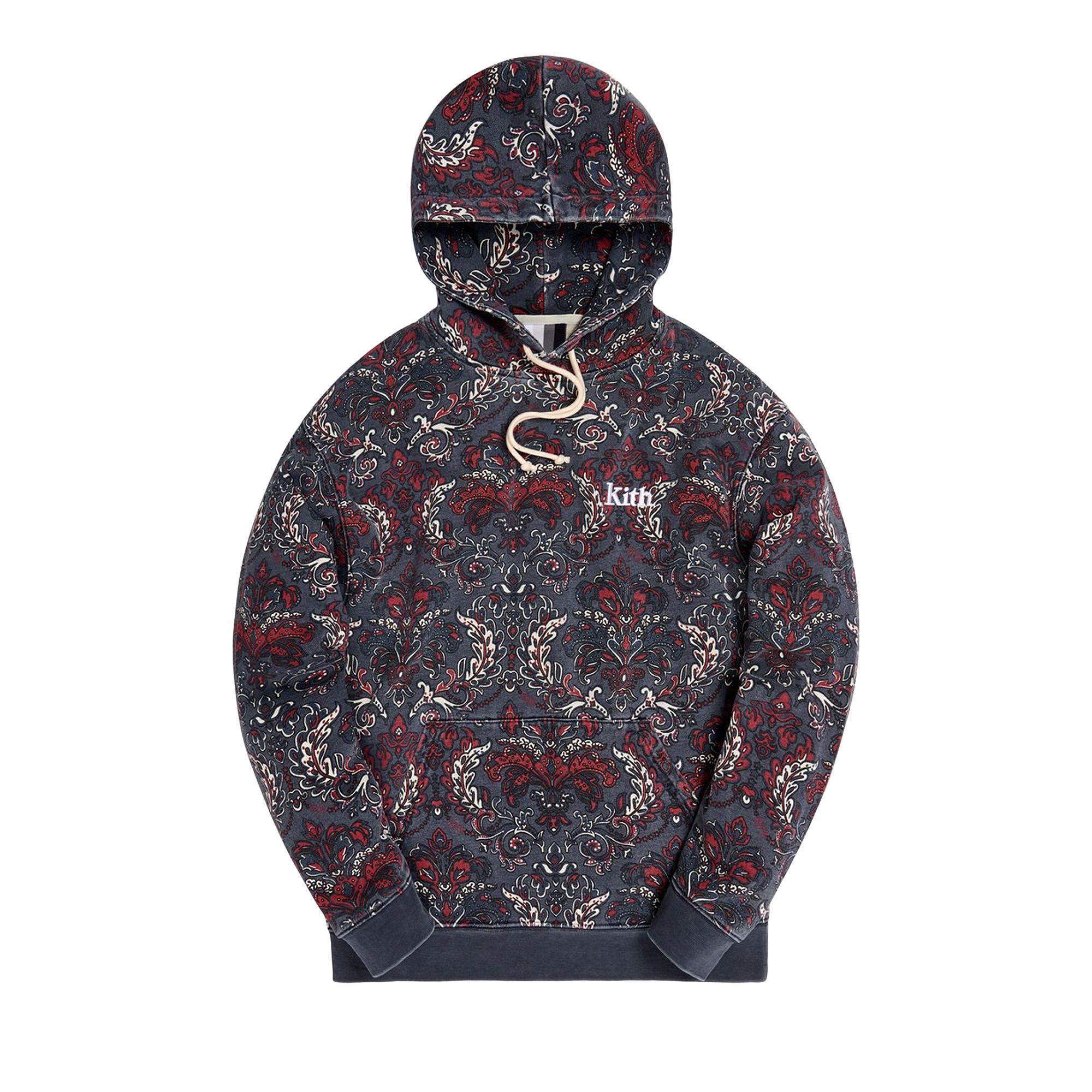 Pre-owned Kith Printed Fleece Williams Iii Hoodie 'navy Floral' | Blue | Men's Size M