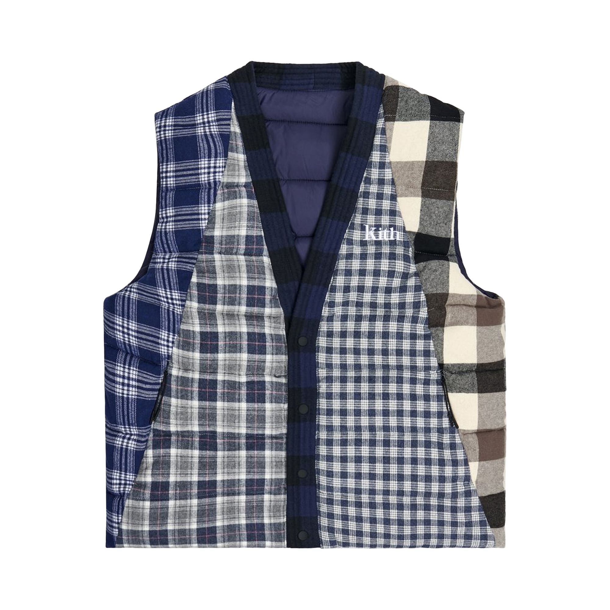 Pre-owned Kith Charlton Reversible Quilted Vest 'blue/multi' | Men's Size S