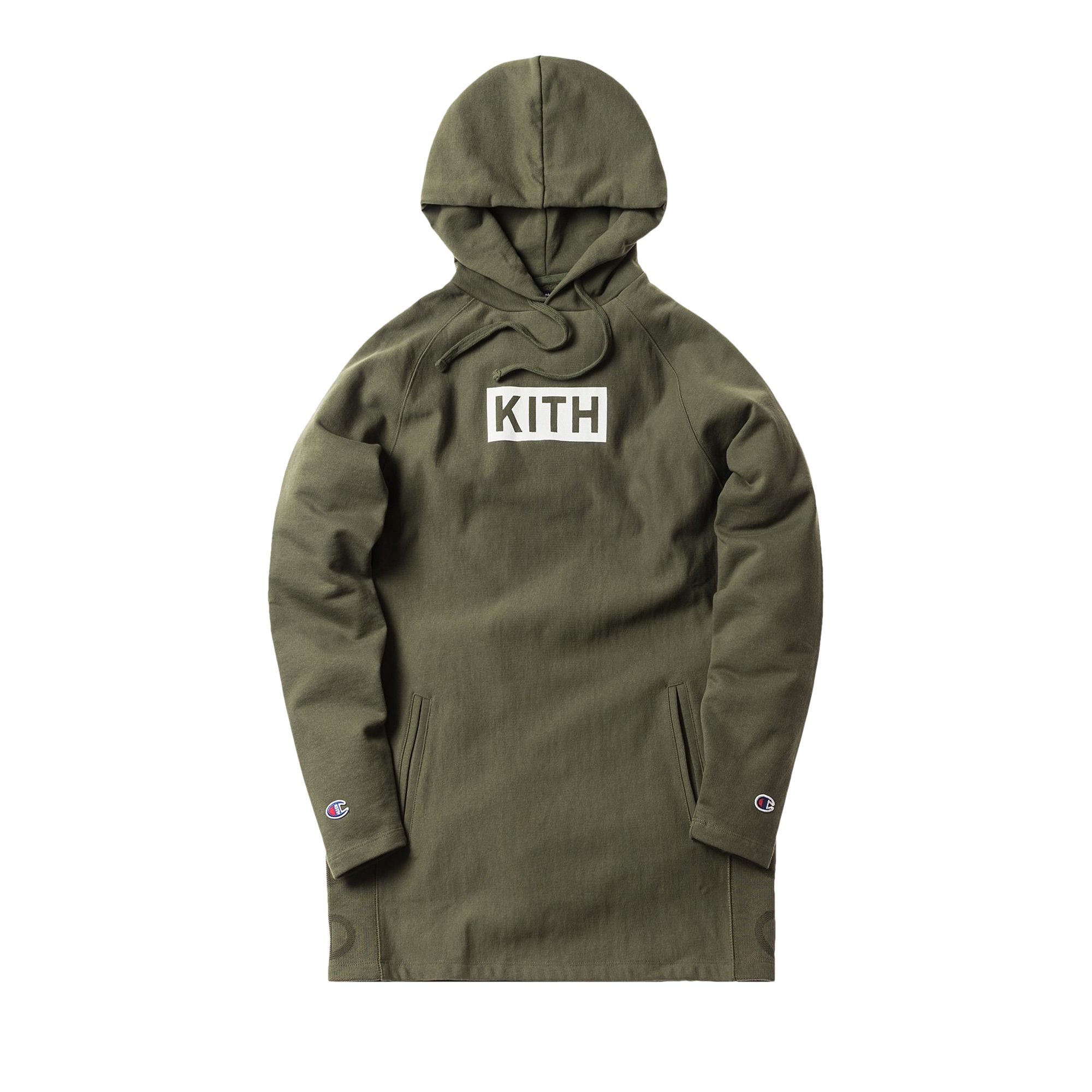 Kith x Champion Extended Hoodie 'Olive' | Green | Men's Size S