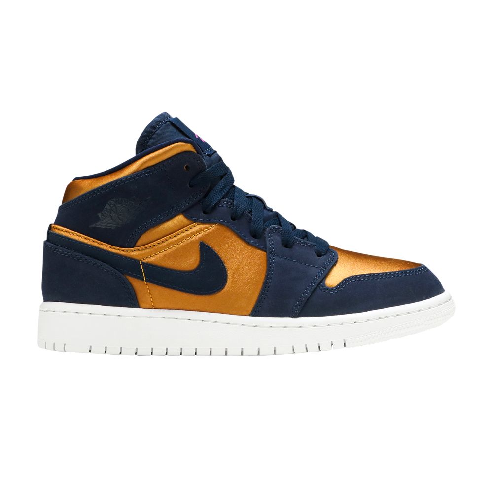 Air Jordan 1 Mid SE GS 'Obsidian Desert Ochre' | Blue | Kid's Size 5 - BQ6931-401